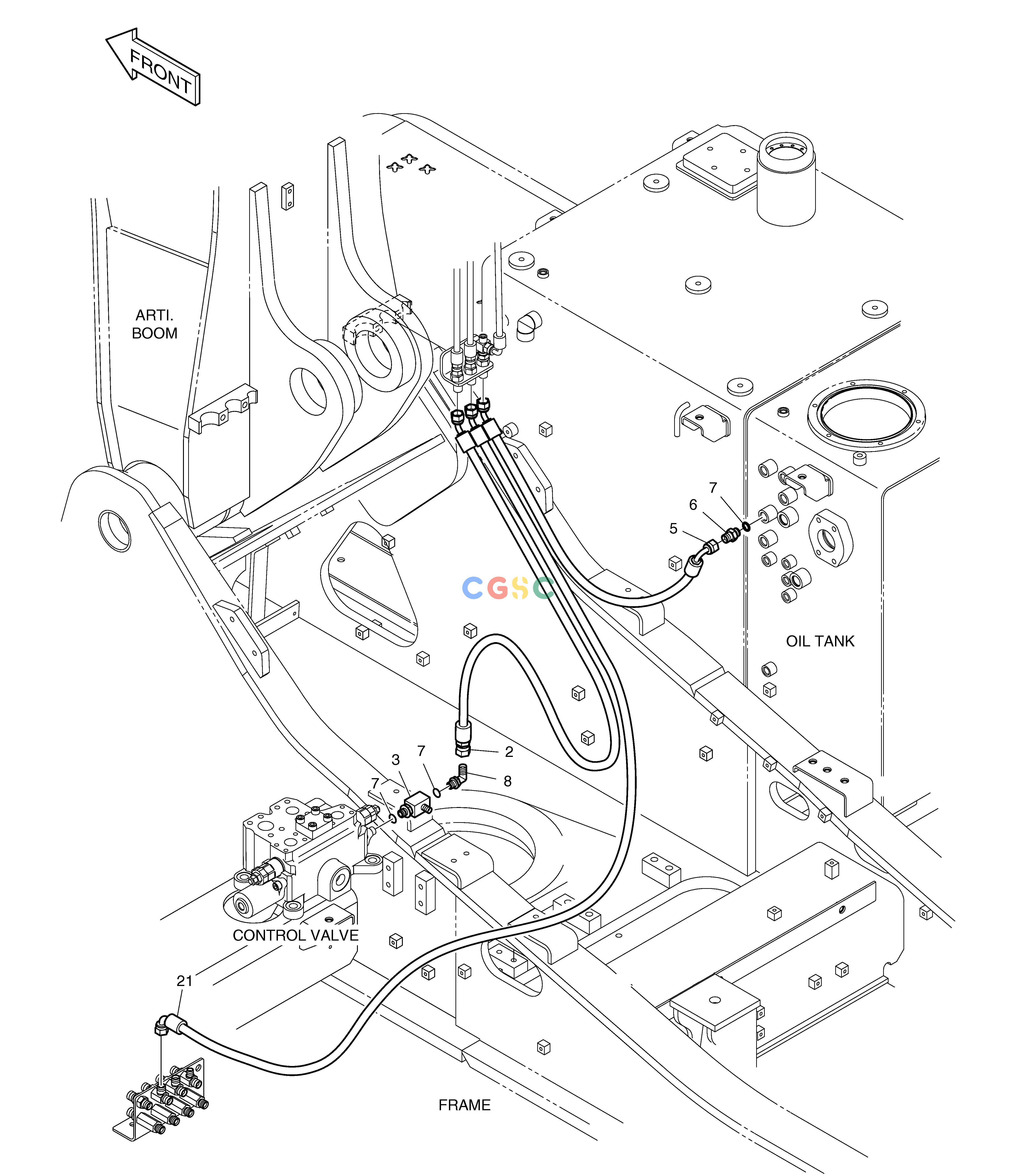 斗山零件查询LOCK VALVE PIPING - ARTI.BOOM DX225LC (S/N 5433~) Doosan parts catalog online