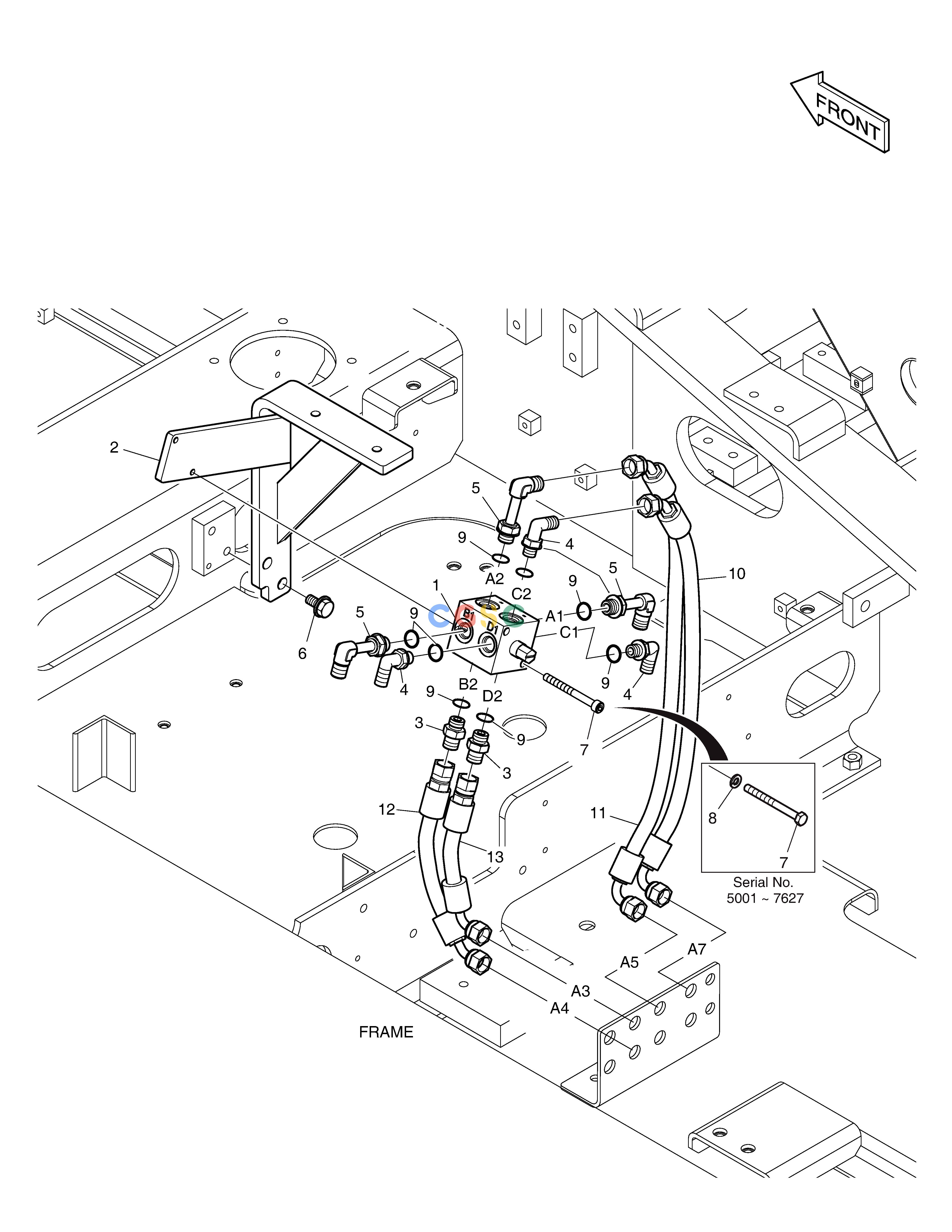 斗山零件查询PATTERN CHANGE PIPING(1) - ARTI BOOM DX225LC (S/N 5433~) Doosan parts catalog online