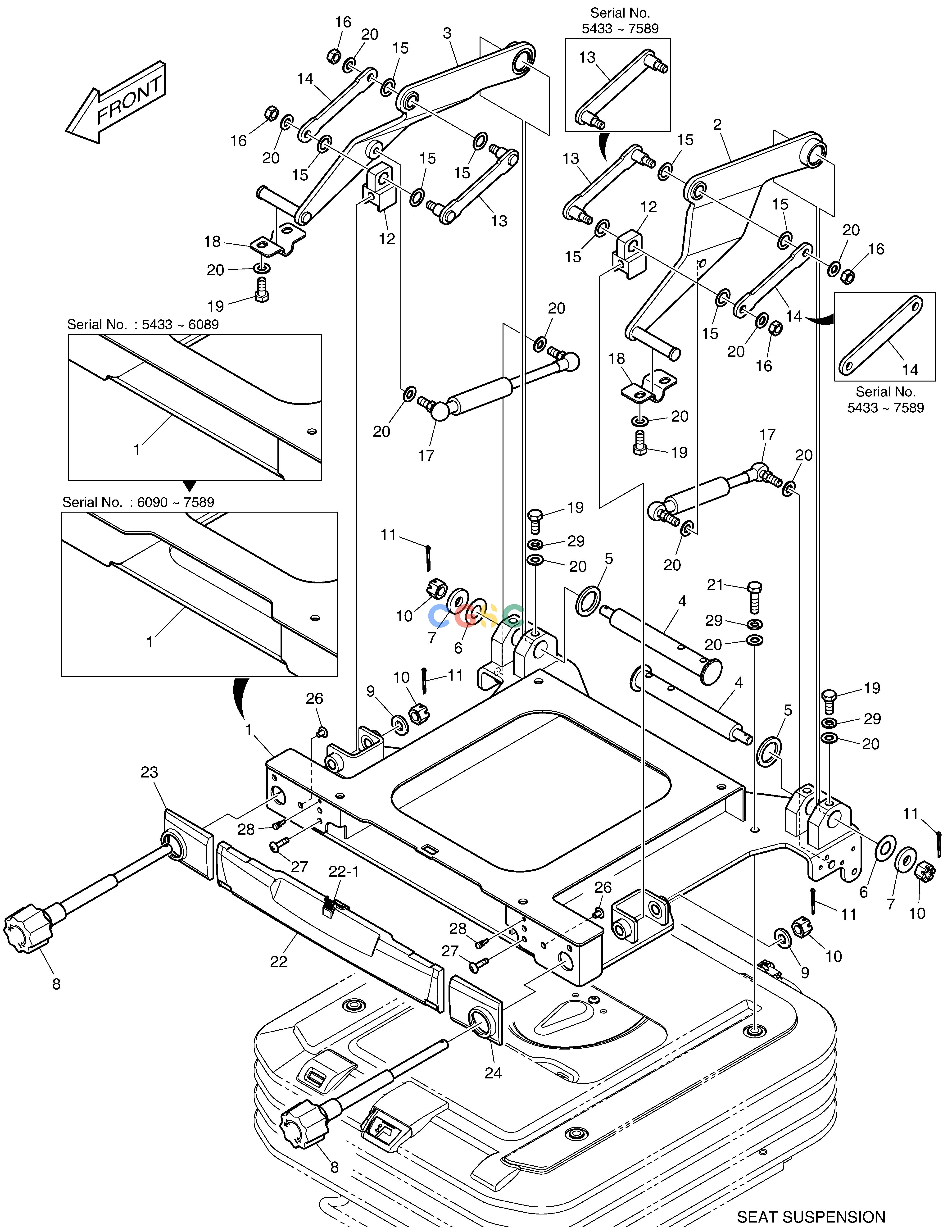 斗山零件查询SEAT SLIDING PLATE - ROPS DX225LC (S/N 5433~) Doosan parts catalog online
