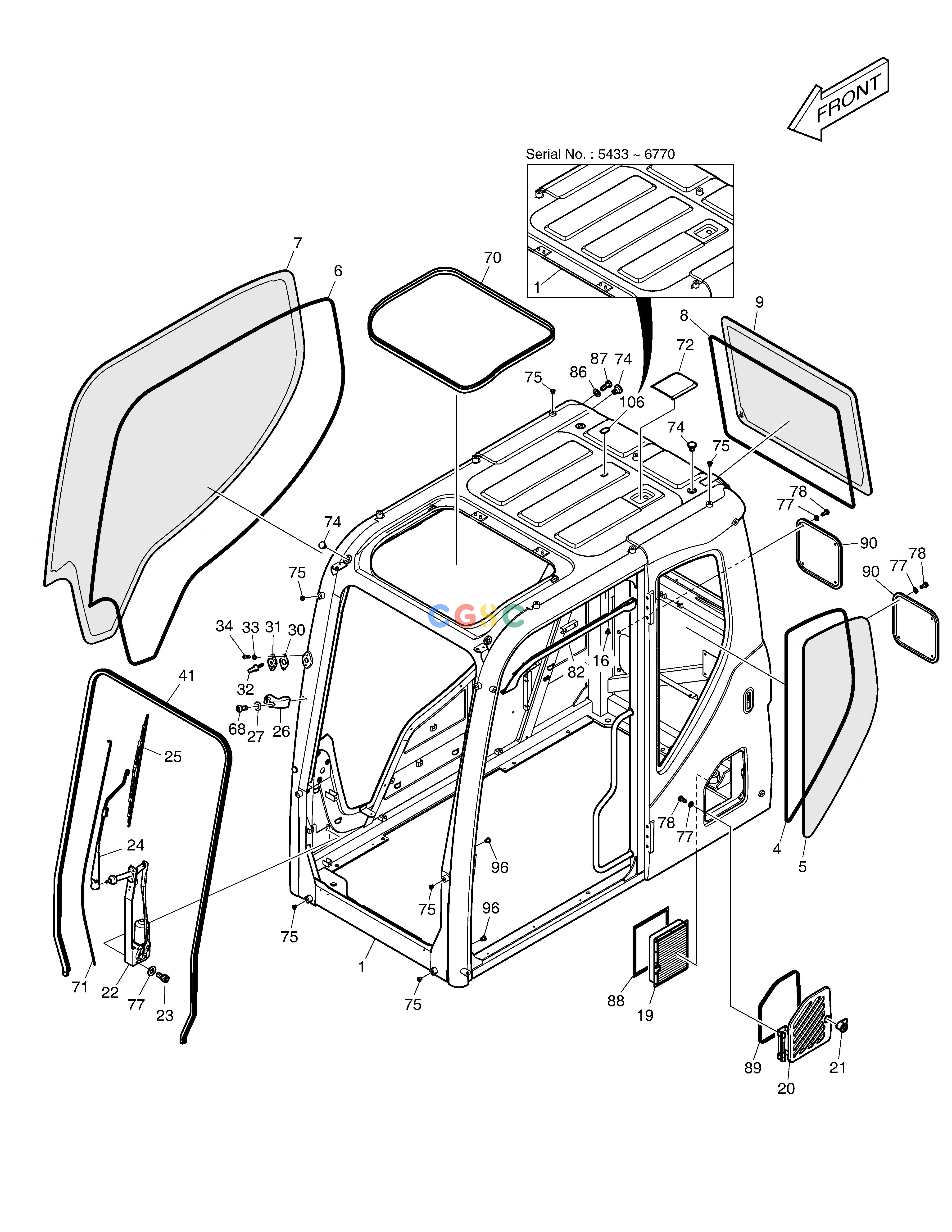 斗山零件查询CABIN(1) - ROPS DX225LC (S/N 5433~) Doosan parts catalog online