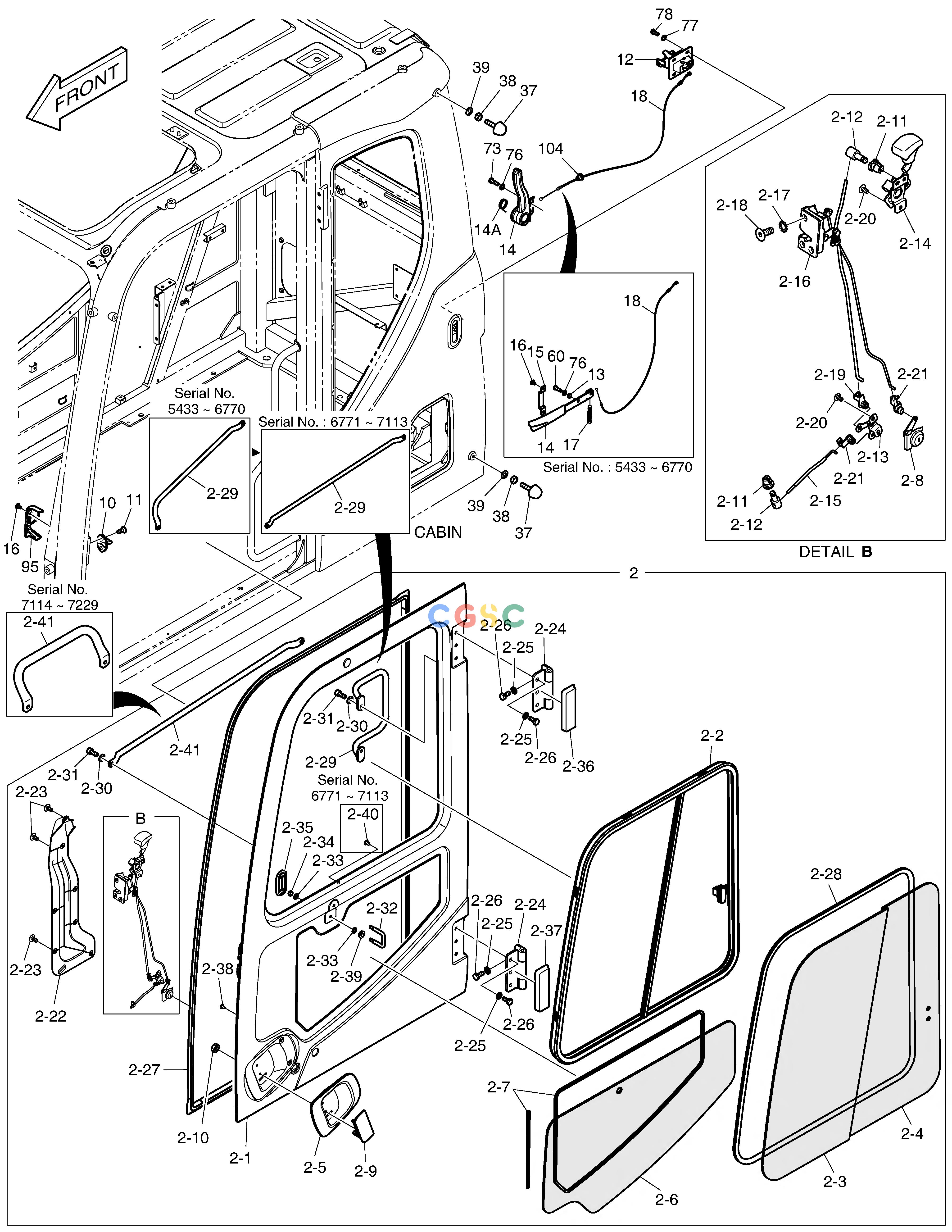 斗山零件查询CABIN(4) - ROPS DX225LC (S/N 5433~) Doosan parts catalog online