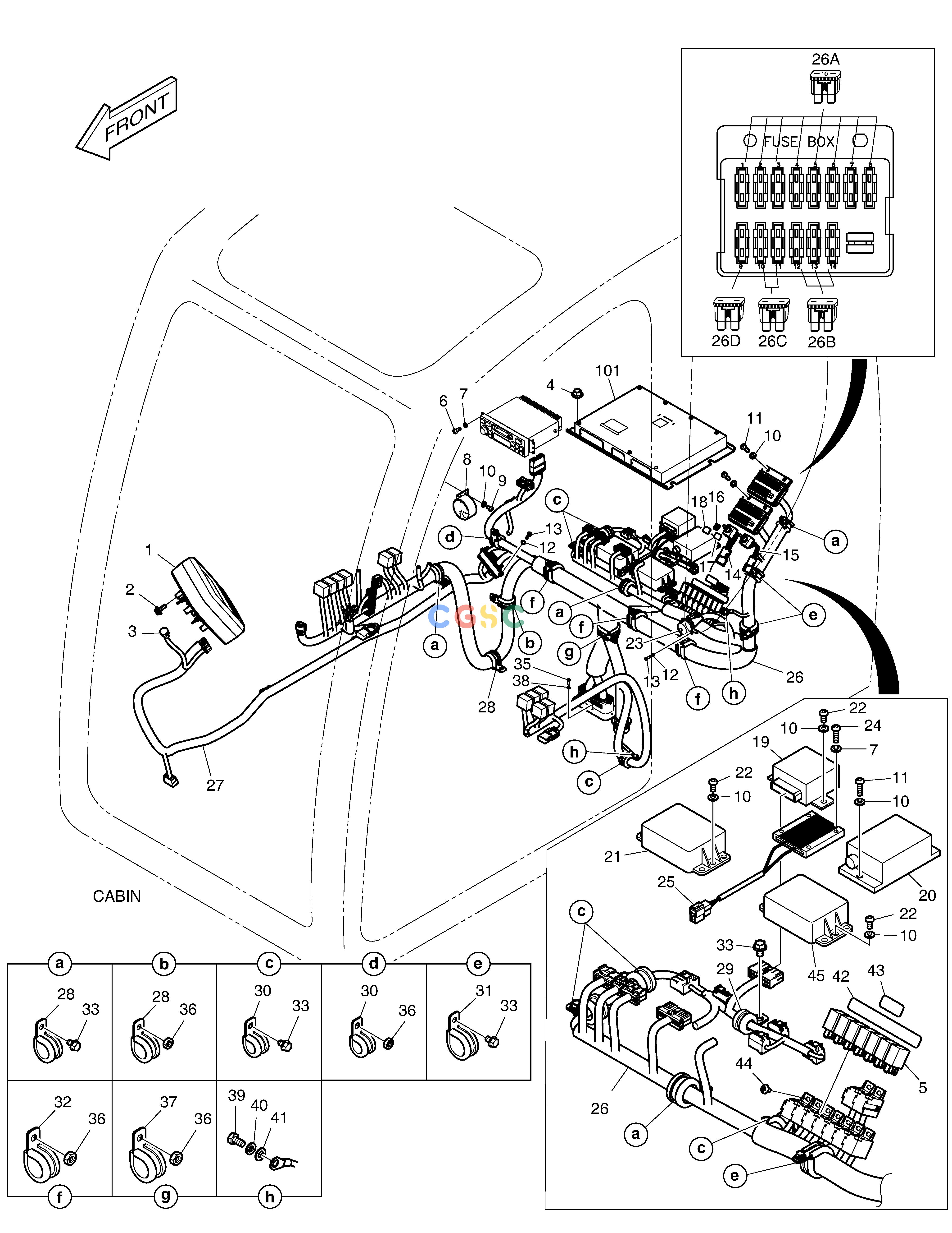 斗山零件查询ELECTRIC PARTS - CABIN(ROPS) DX225LC (S/N 5433~) Doosan parts catalog online