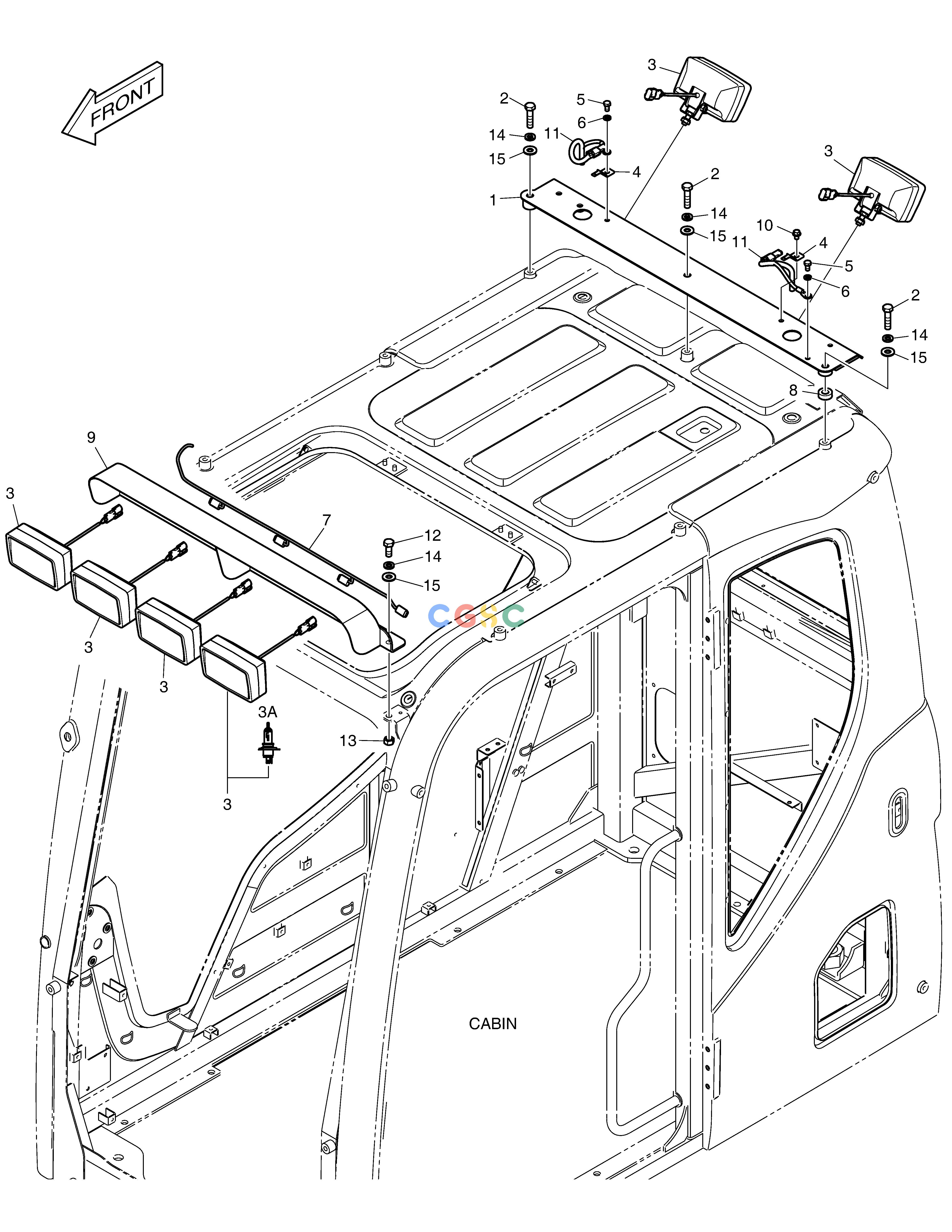 斗山零件查询WORKING LAMP(6-LAMP) - ROPS DX225LC (S/N 5433~) Doosan parts catalog online