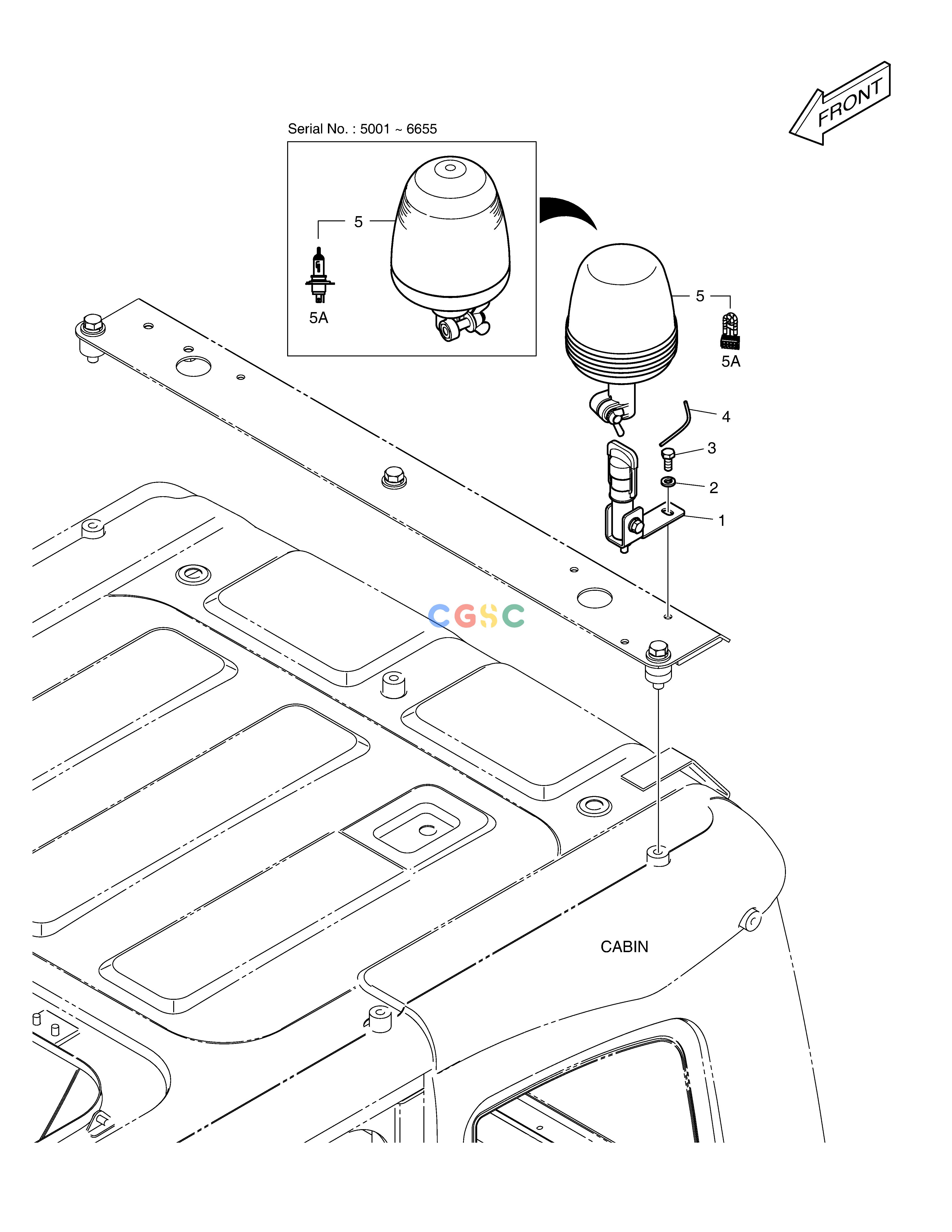 斗山零件查询ROTATING BEACON - ROPS(WITH LAMP) DX225LC (S/N 5433~) Doosan parts catalog online