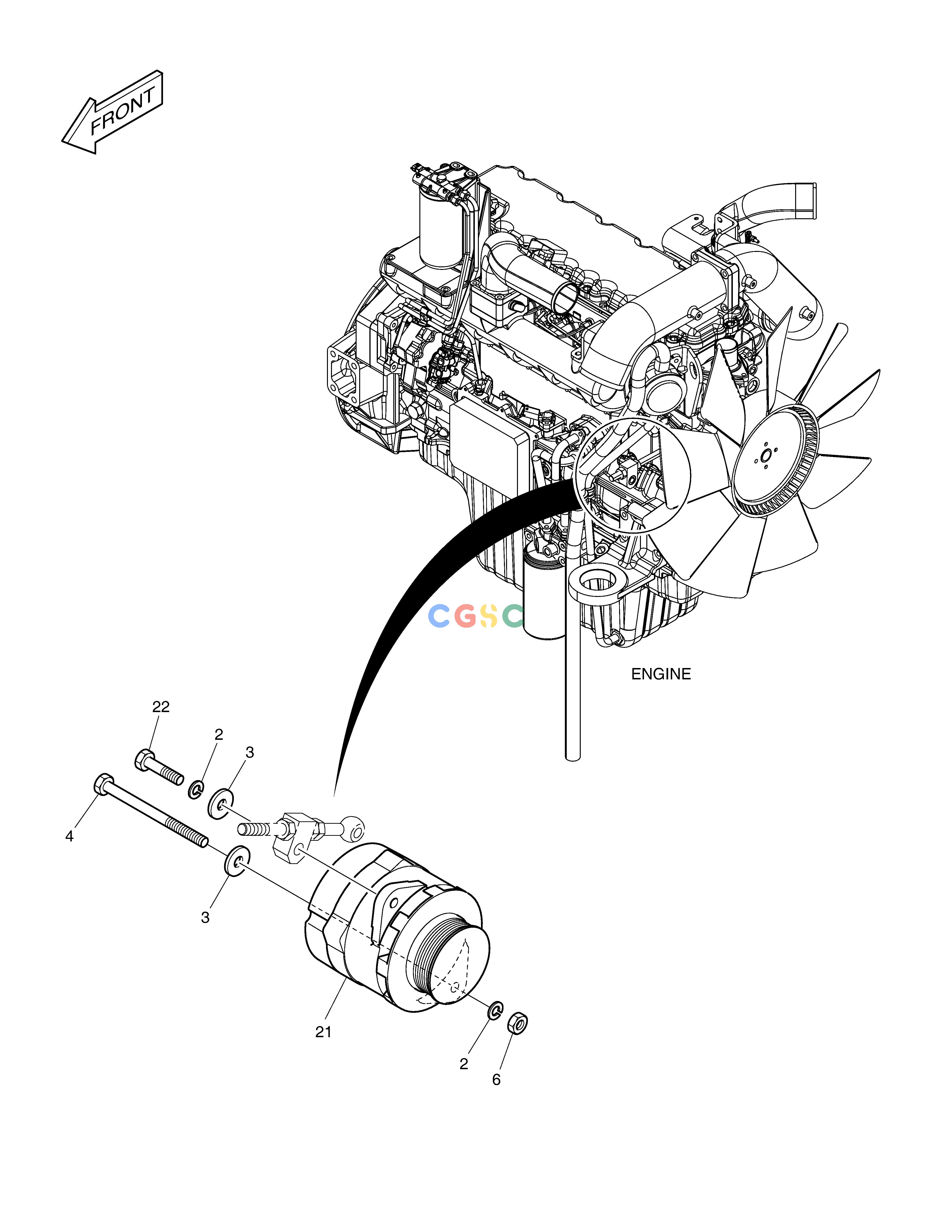斗山零件查询ALTERNATOR - 50A DX225LC (S/N 5433~) Doosan parts catalog online