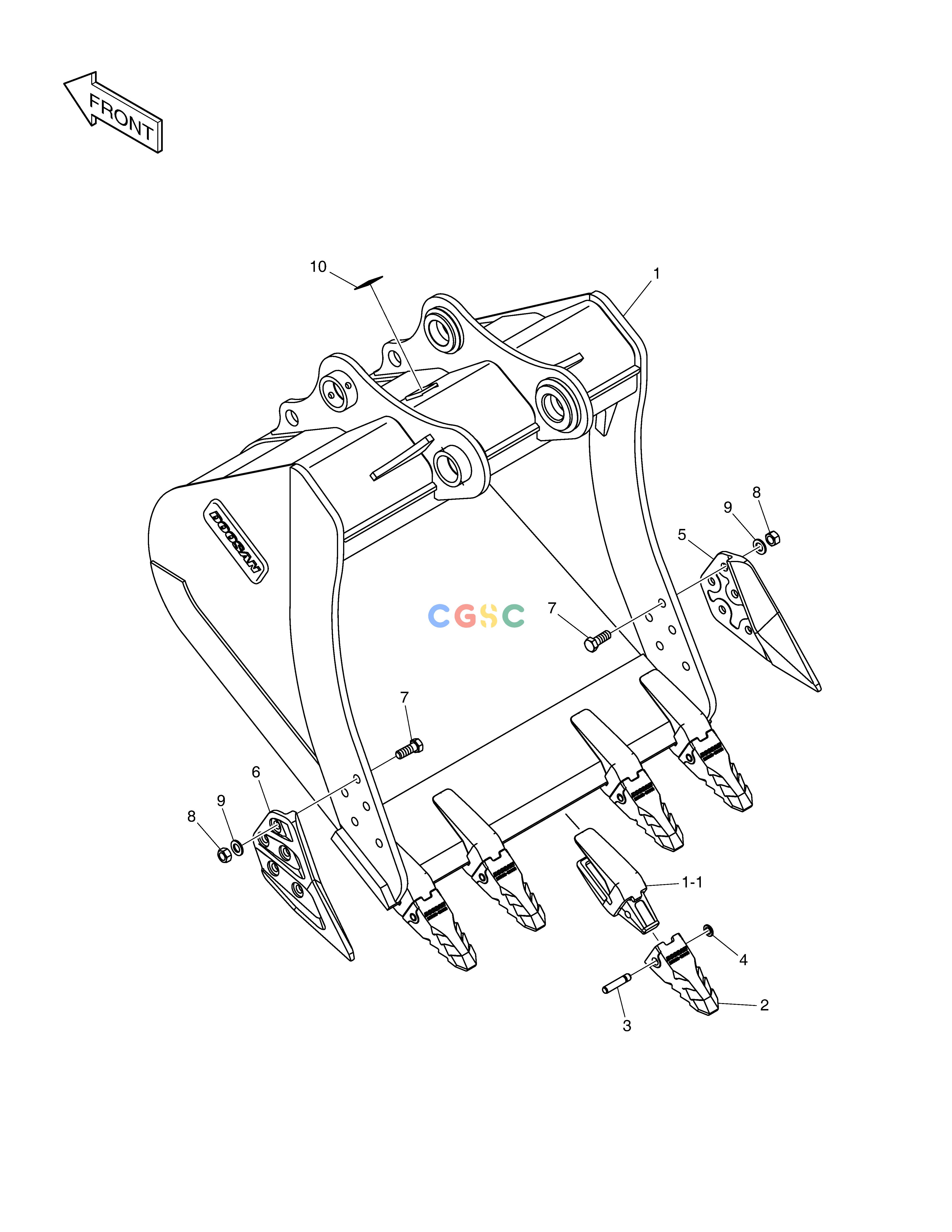 斗山零件查询BUCKET ASS'Y - 1.05m³ - H CLASS BUCKET FLAT DX225LC (S/N 5433~) Doosan parts catalog online