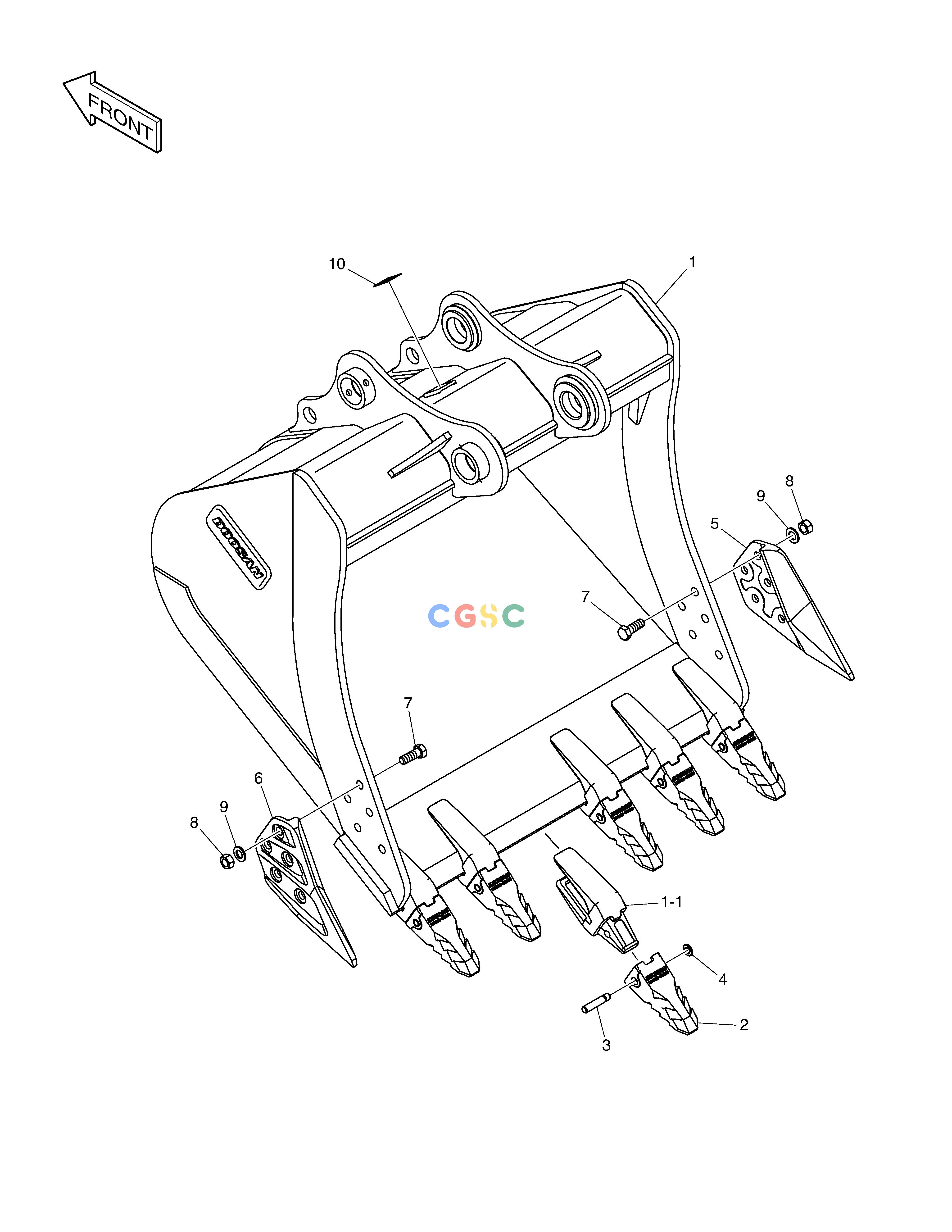 斗山零件查询BUCKET ASS'Y - 1.17m³ - H CLASS BUCKET FLAT DX225LC (S/N 5433~) Doosan parts catalog online