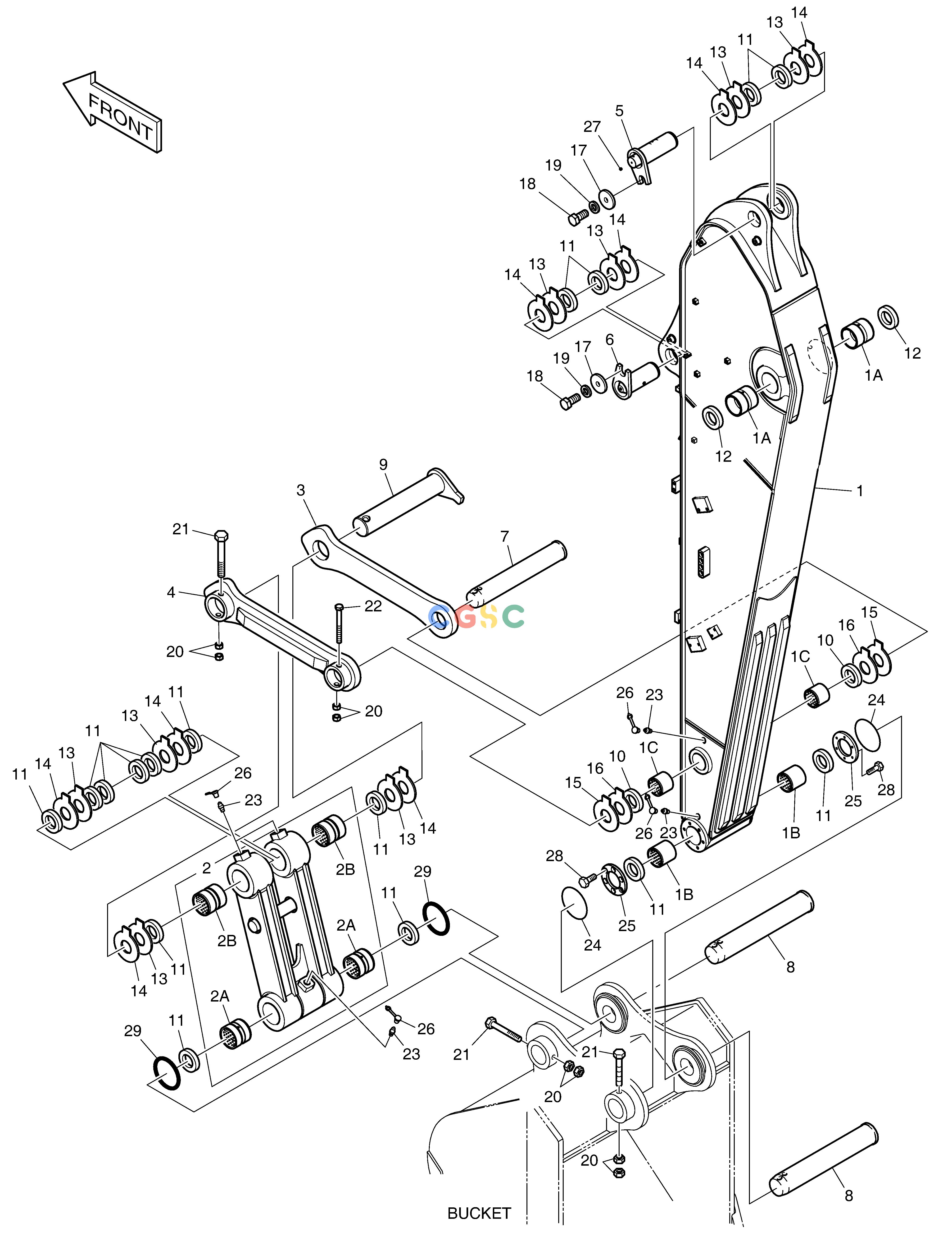 斗山零件查询ARM - 2.9m(HEAVY DUTY) DX225LC (S/N 5433~) Doosan parts catalog online