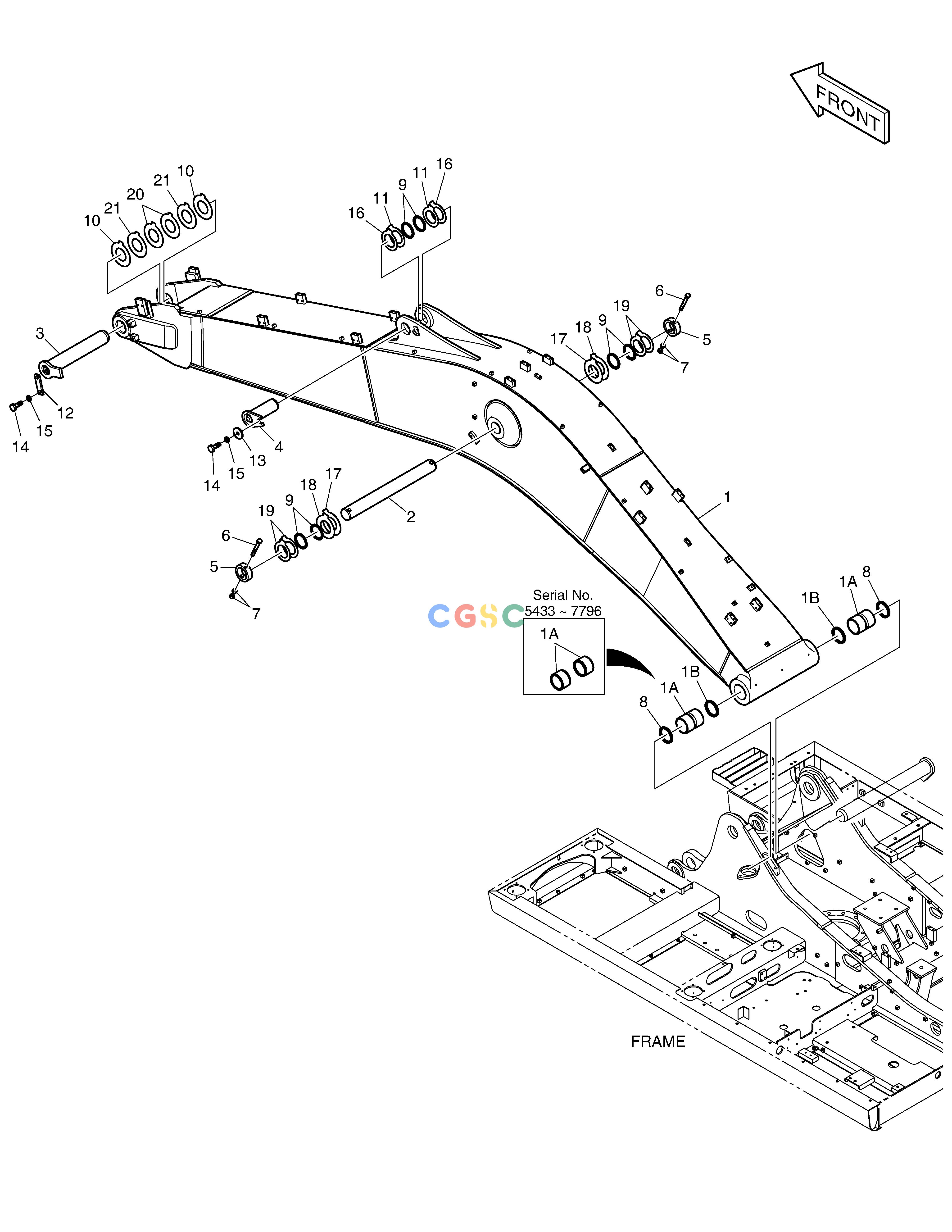 斗山零件查询BOOM - 5.7M - H.D TYPE DX225LC (S/N 5433~) Doosan parts catalog online