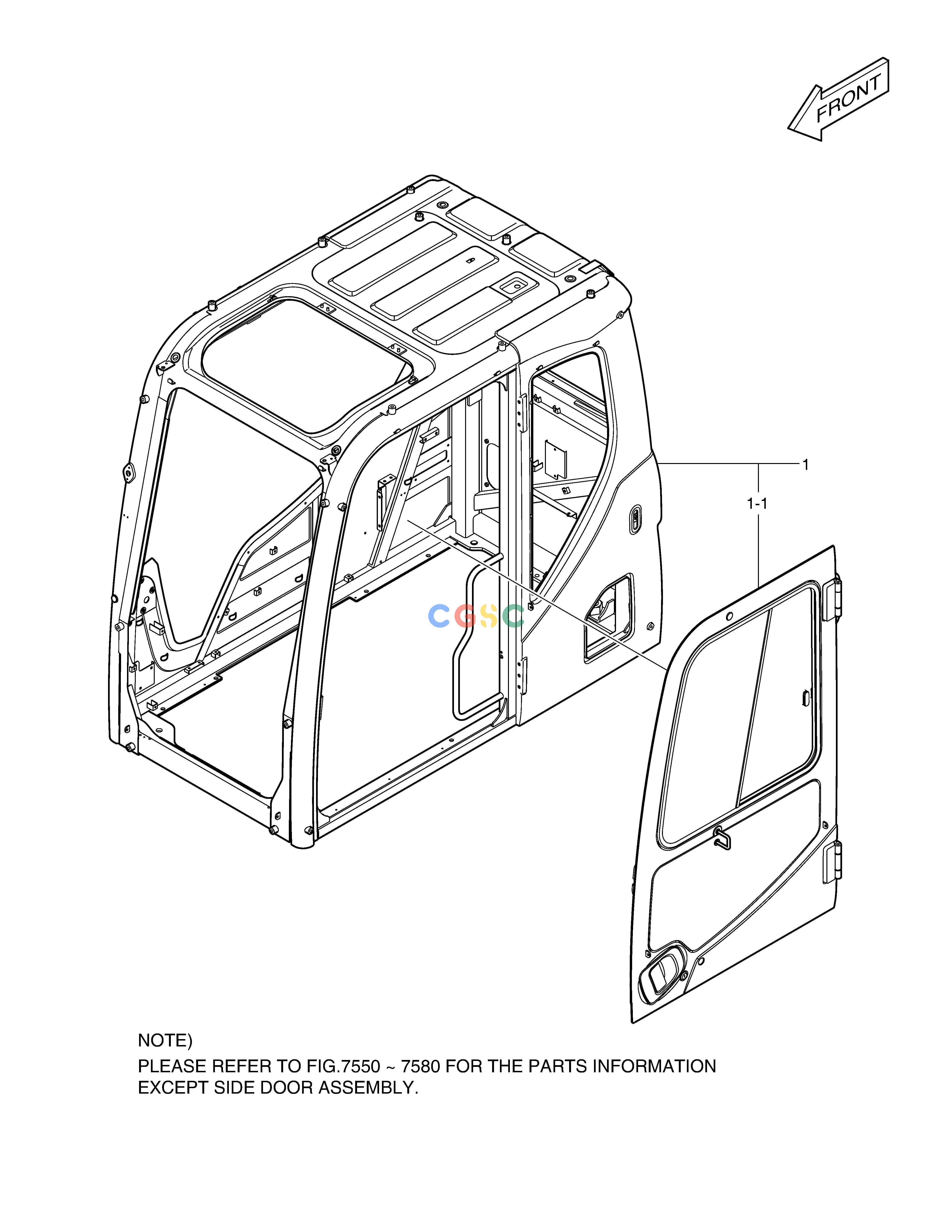 斗山零件查询CABIN - ROPS(NA) DX225LC (S/N 5433~) Doosan parts catalog online