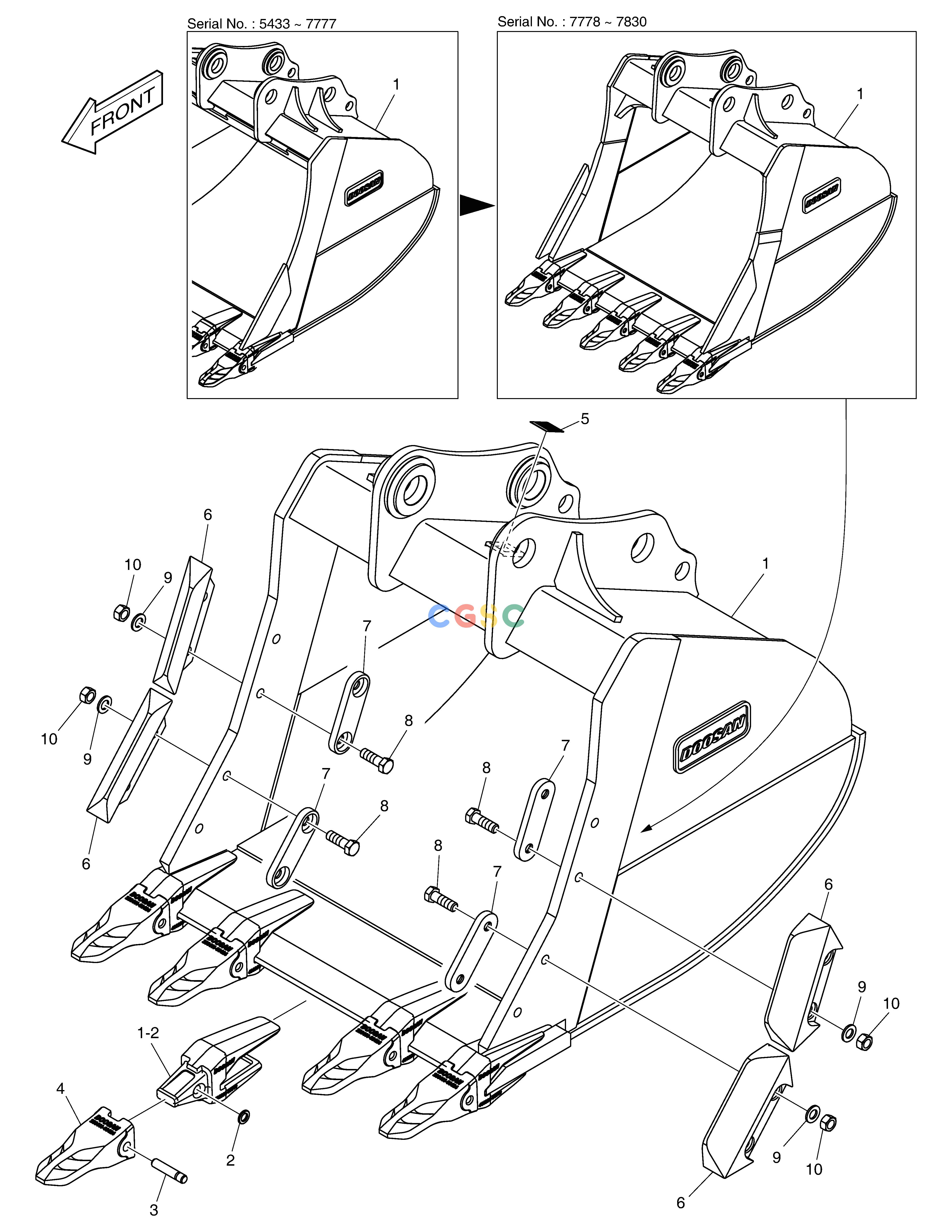 斗山零件查询BUCKET ASS´Y - 1.07m³ - S CLASS DX225LC (S/N 5433~) Doosan parts catalog online