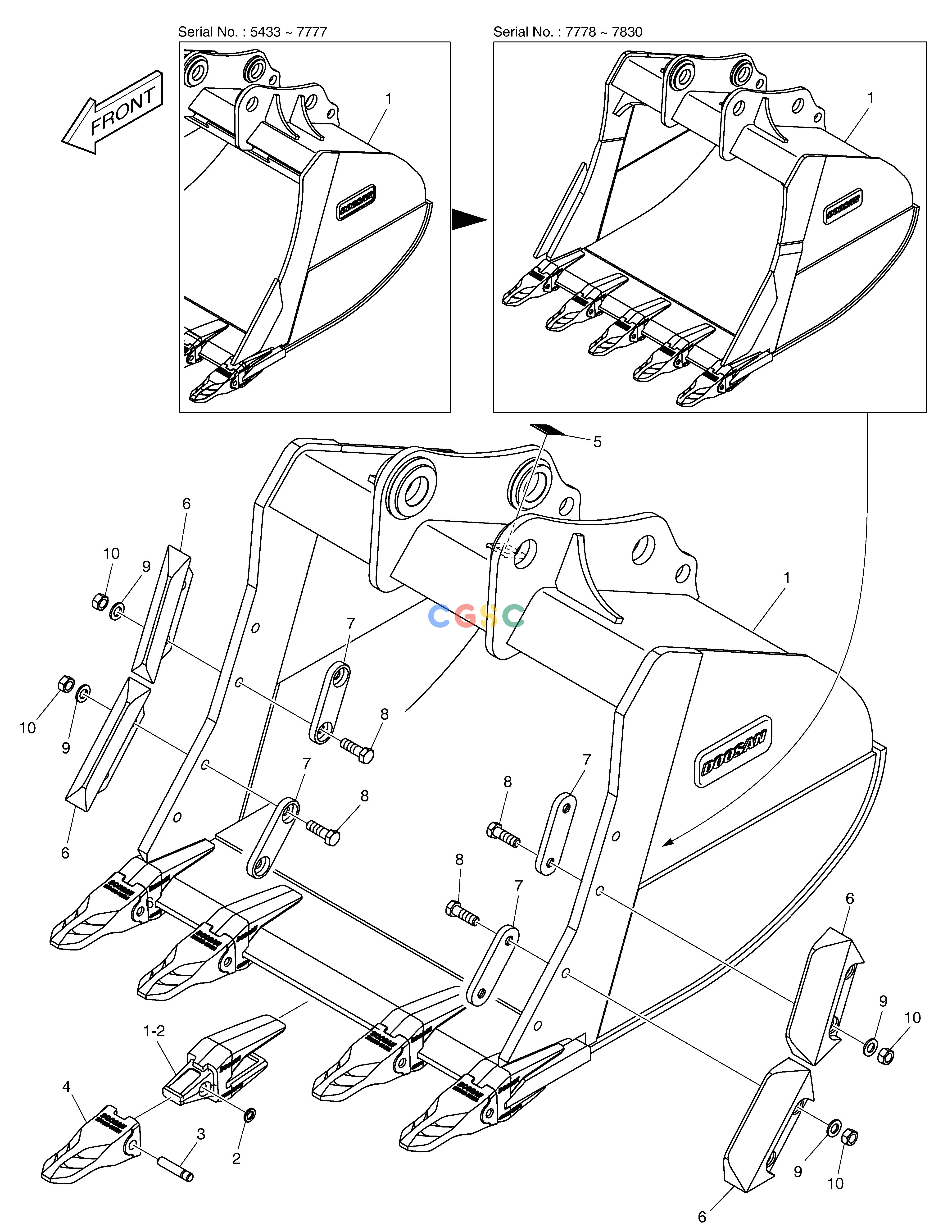 斗山零件查询BUCKET ASS´Y - 1.23m³ - S CLASS DX225LC (S/N 5433~) Doosan parts catalog online