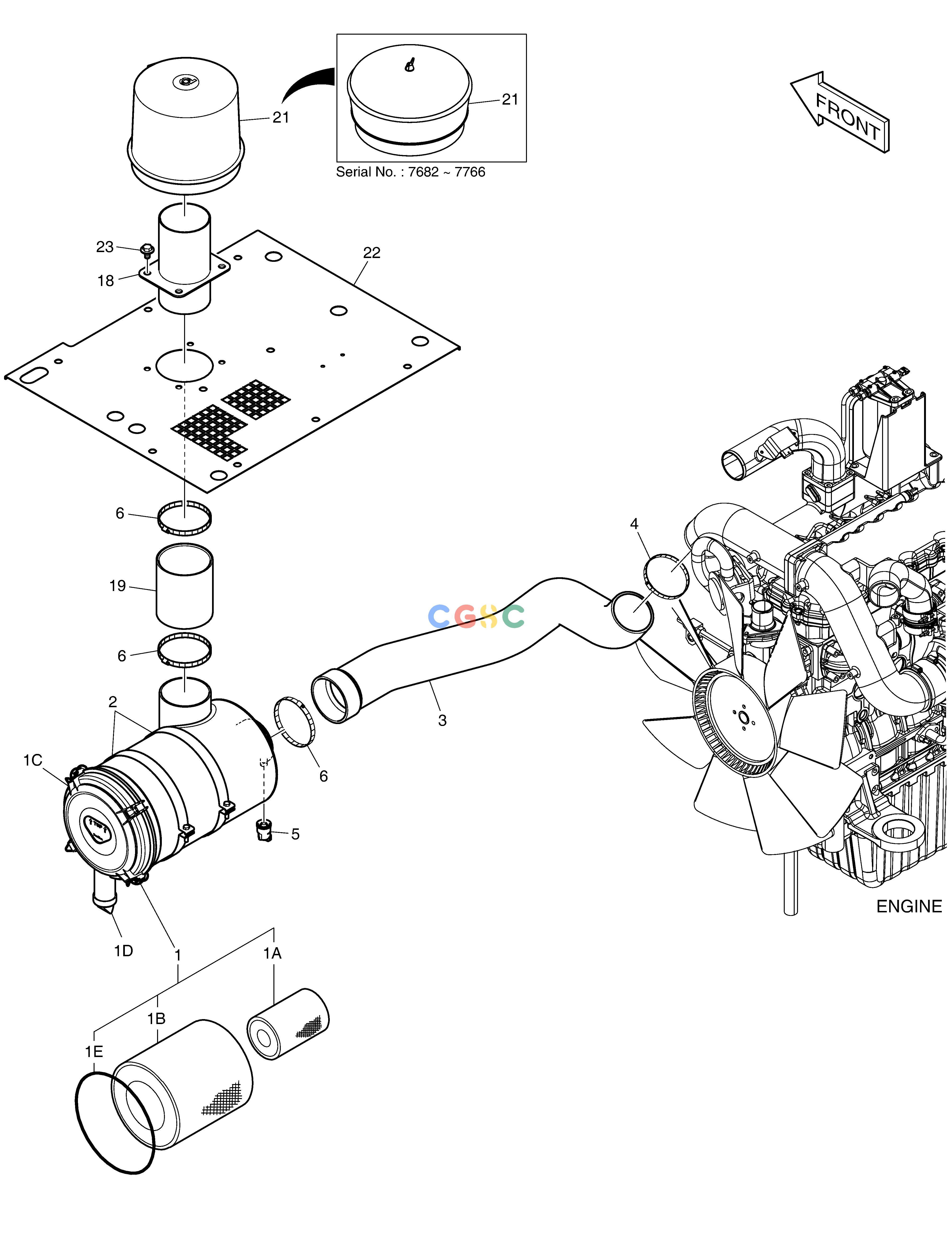 斗山零件查询AIR CLEANER - PRE CLEANER DX225LC (S/N 5433~) Doosan parts catalog online