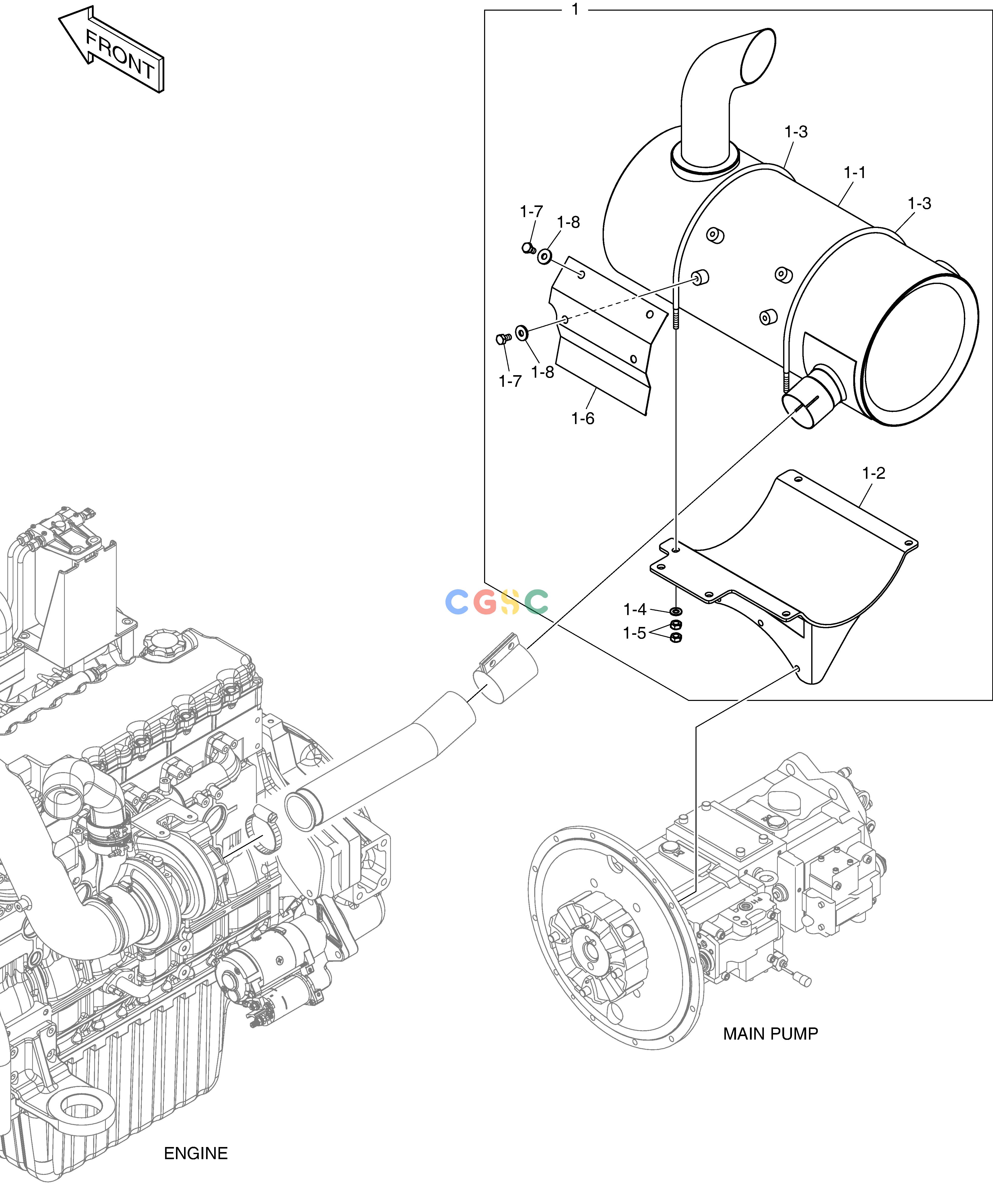 斗山零件查询MUFFLER - FOR BRASIL DX225LC (S/N 5433~) Doosan parts catalog online