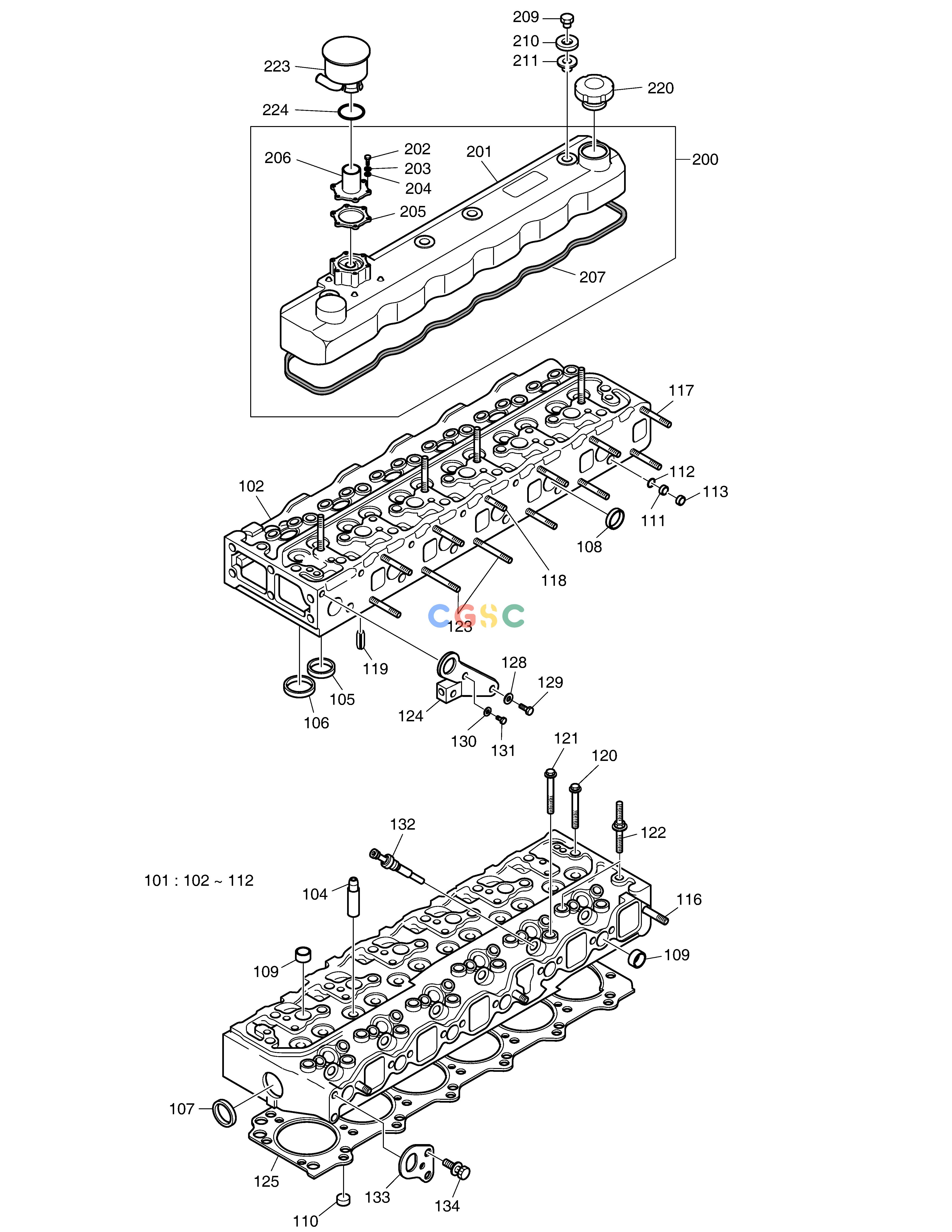 斗山零件查询CYLINDER HEAD DX220A / DX225LCA Doosan parts catalog online