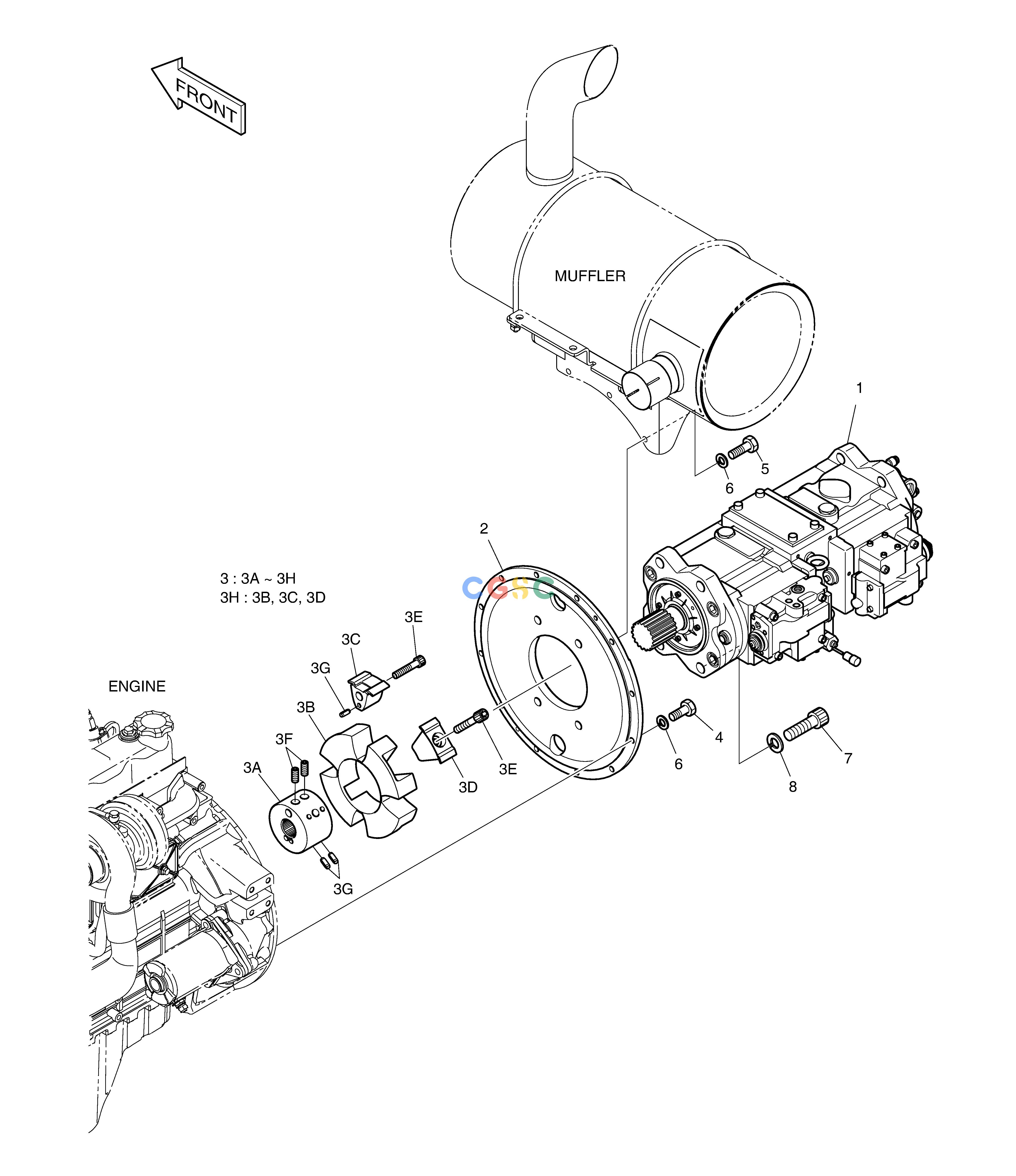 斗山零件查询PUMP MOUNTING DX220A / DX225LCA Doosan parts catalog online