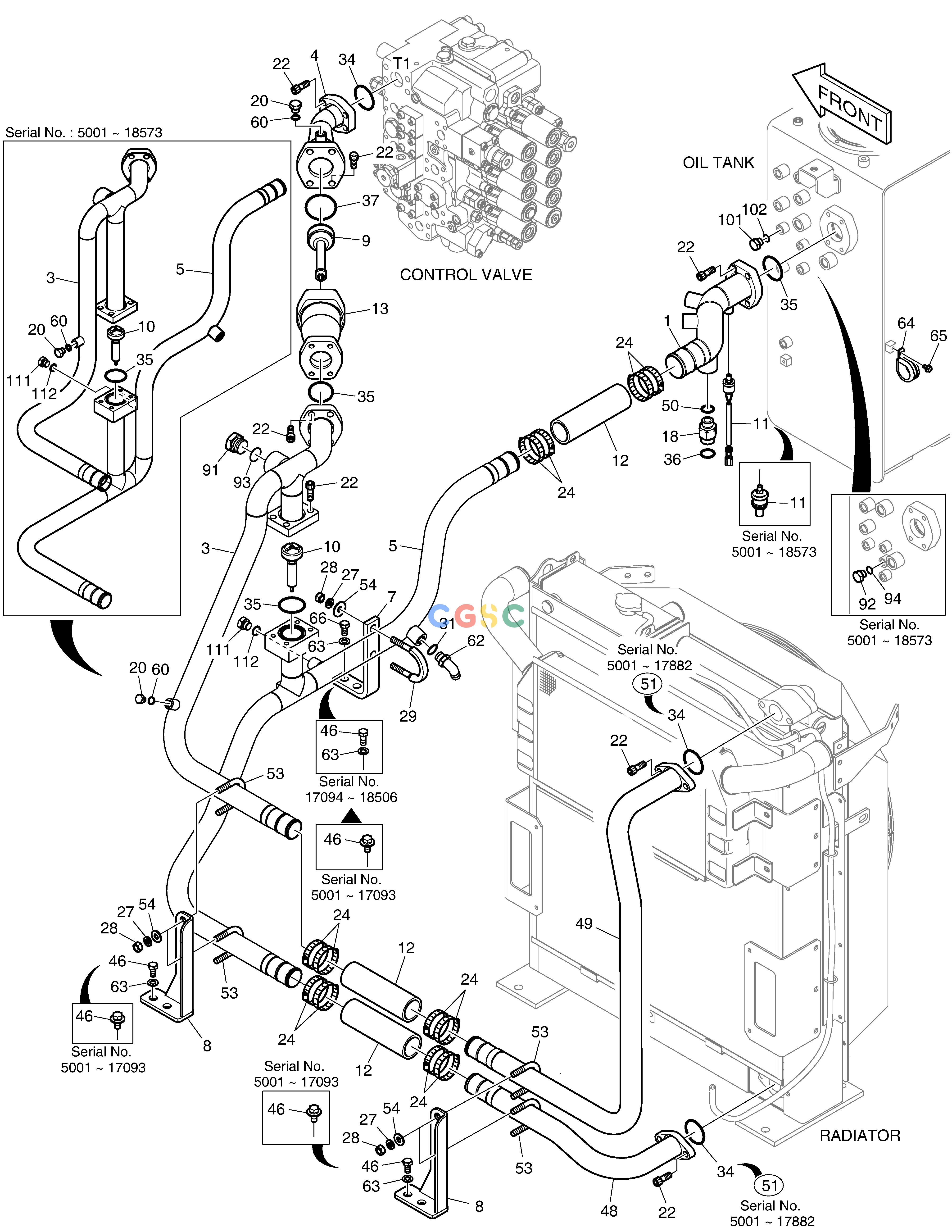 斗山零件查询OIL COOLER PIPING(2) DX220A / DX225LCA Doosan parts catalog online