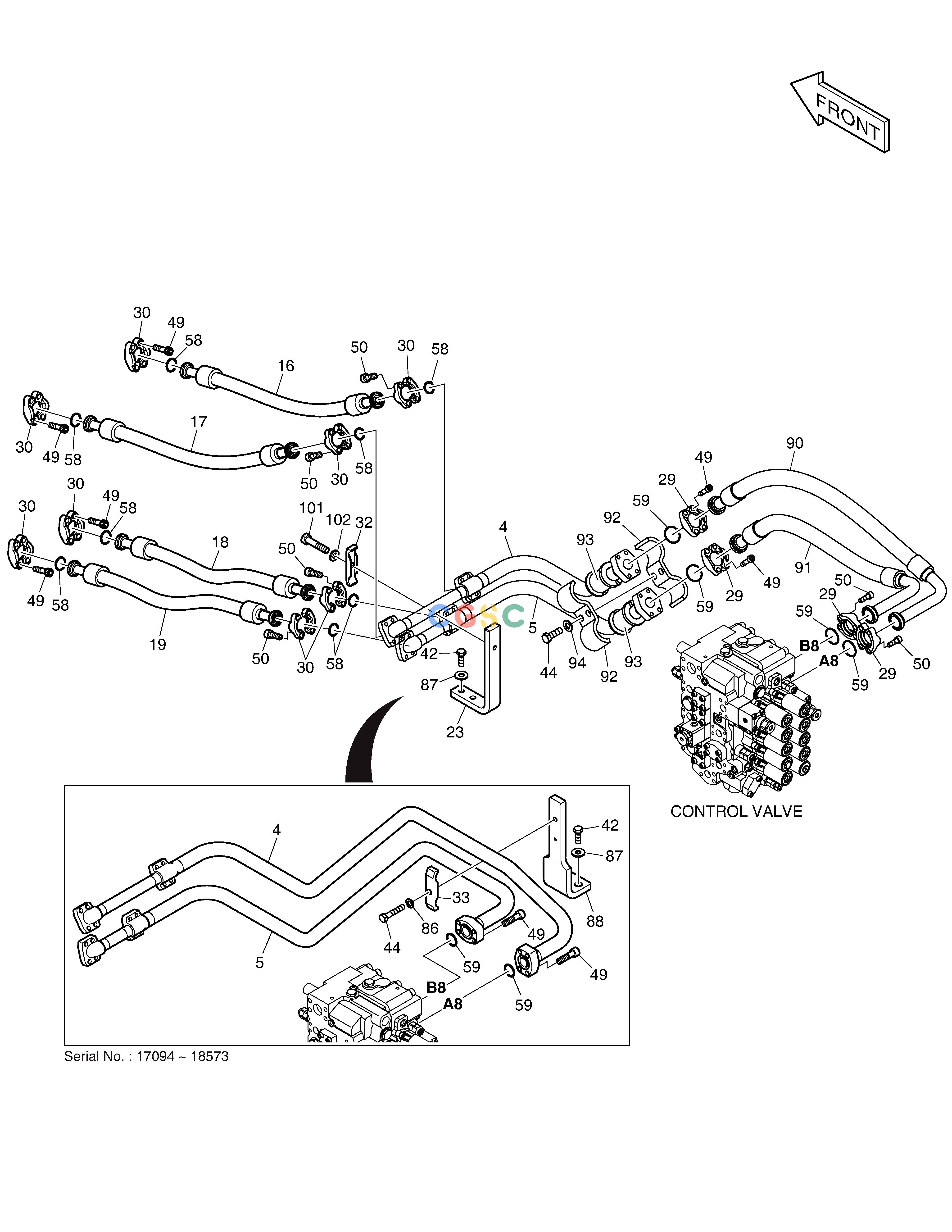 斗山零件查询MAIN PIPING(2) - BOOM DX220A / DX225LCA Doosan parts catalog online