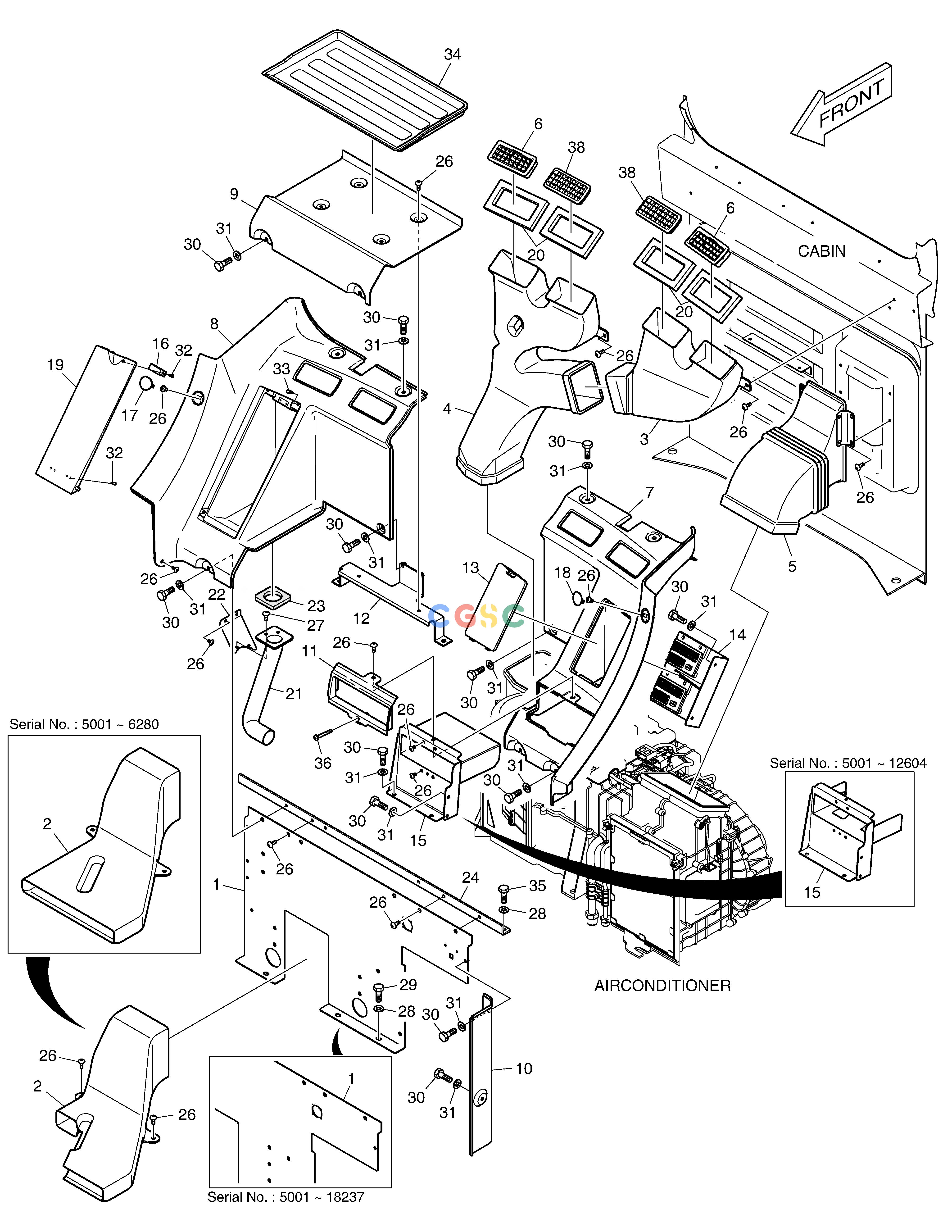 斗山零件查询HEATER COVER DX220A / DX225LCA Doosan parts catalog online