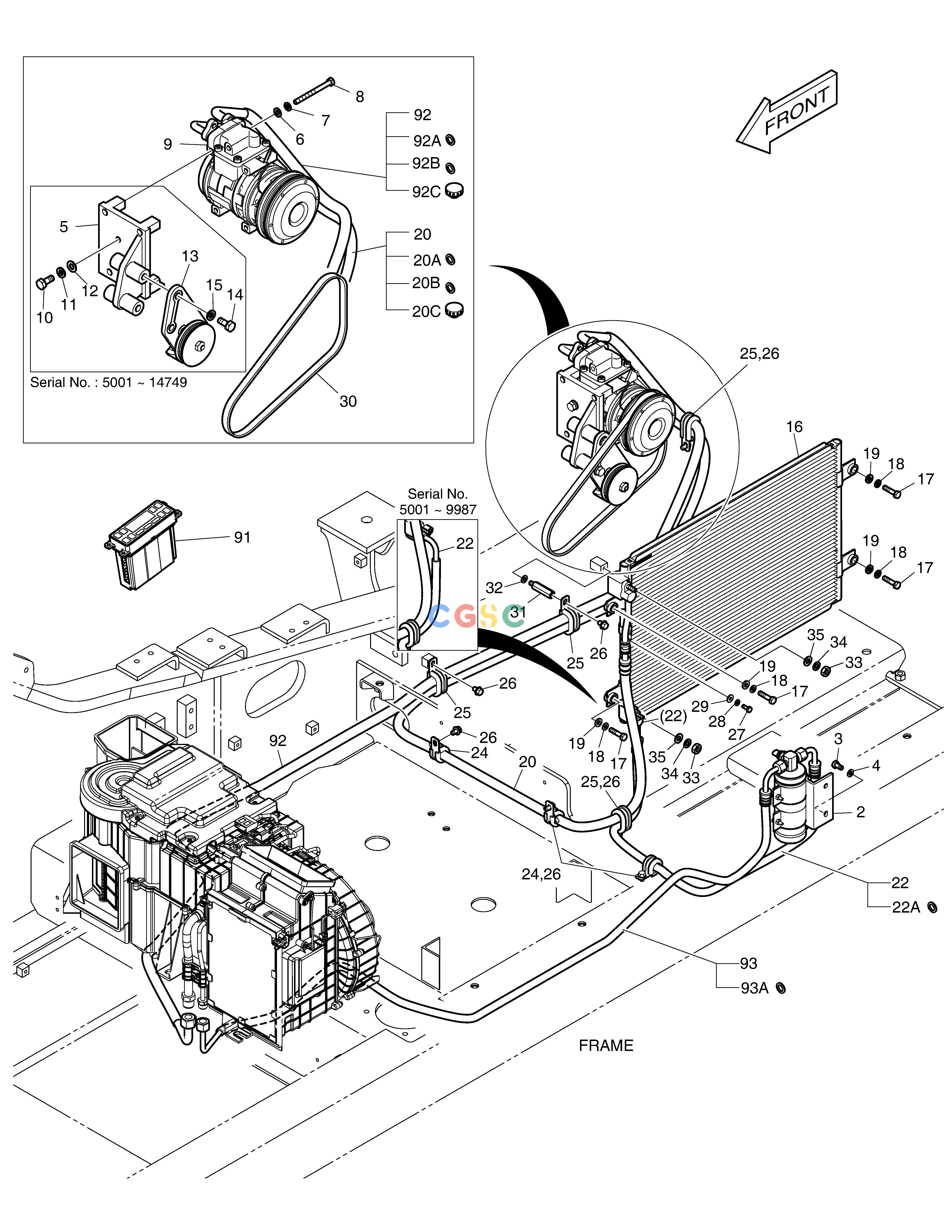 斗山零件查询AIRCONDITIONER DX220A / DX225LCA Doosan parts catalog online