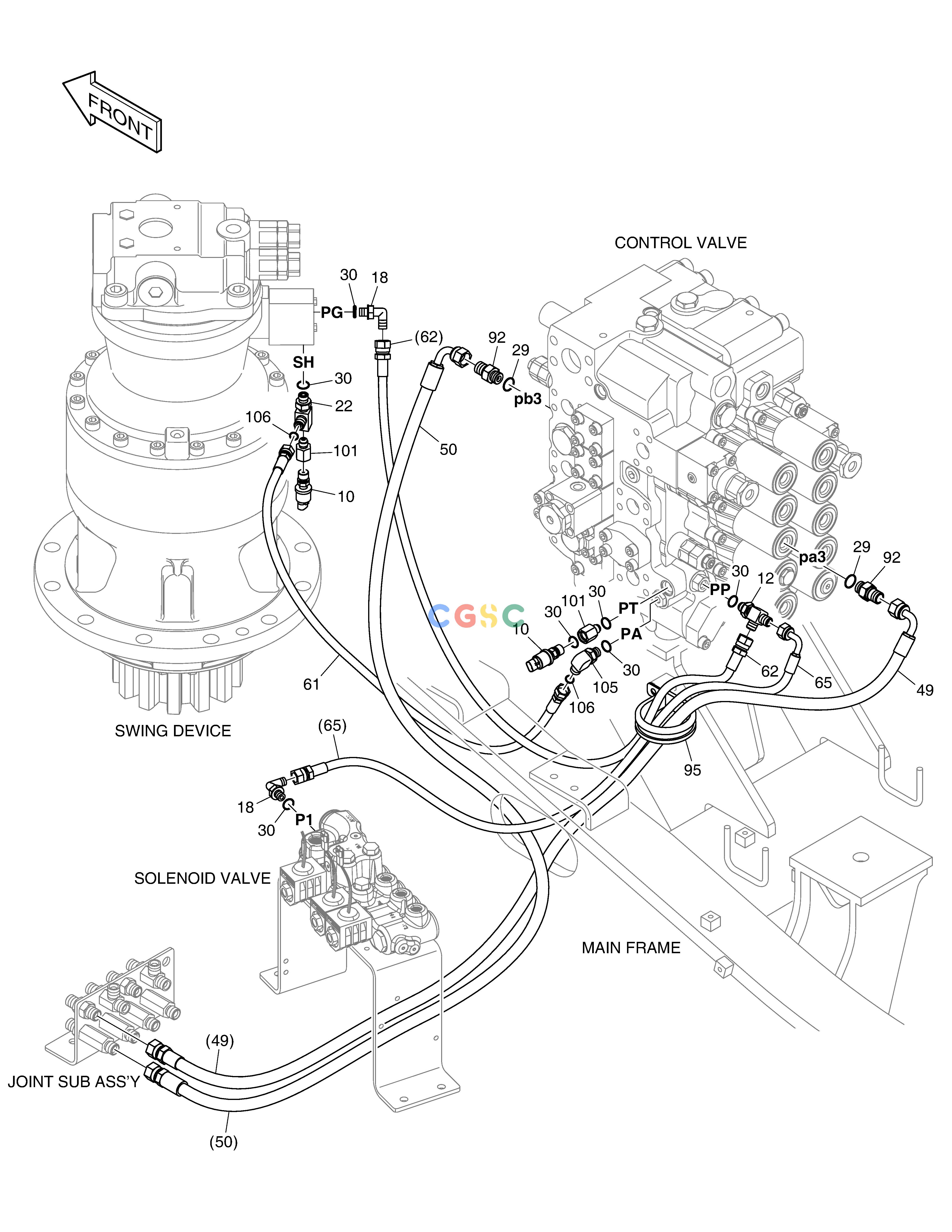 斗山零件查询PILOT PIPING(5) - SWING DX220A / DX225LCA Doosan parts catalog online