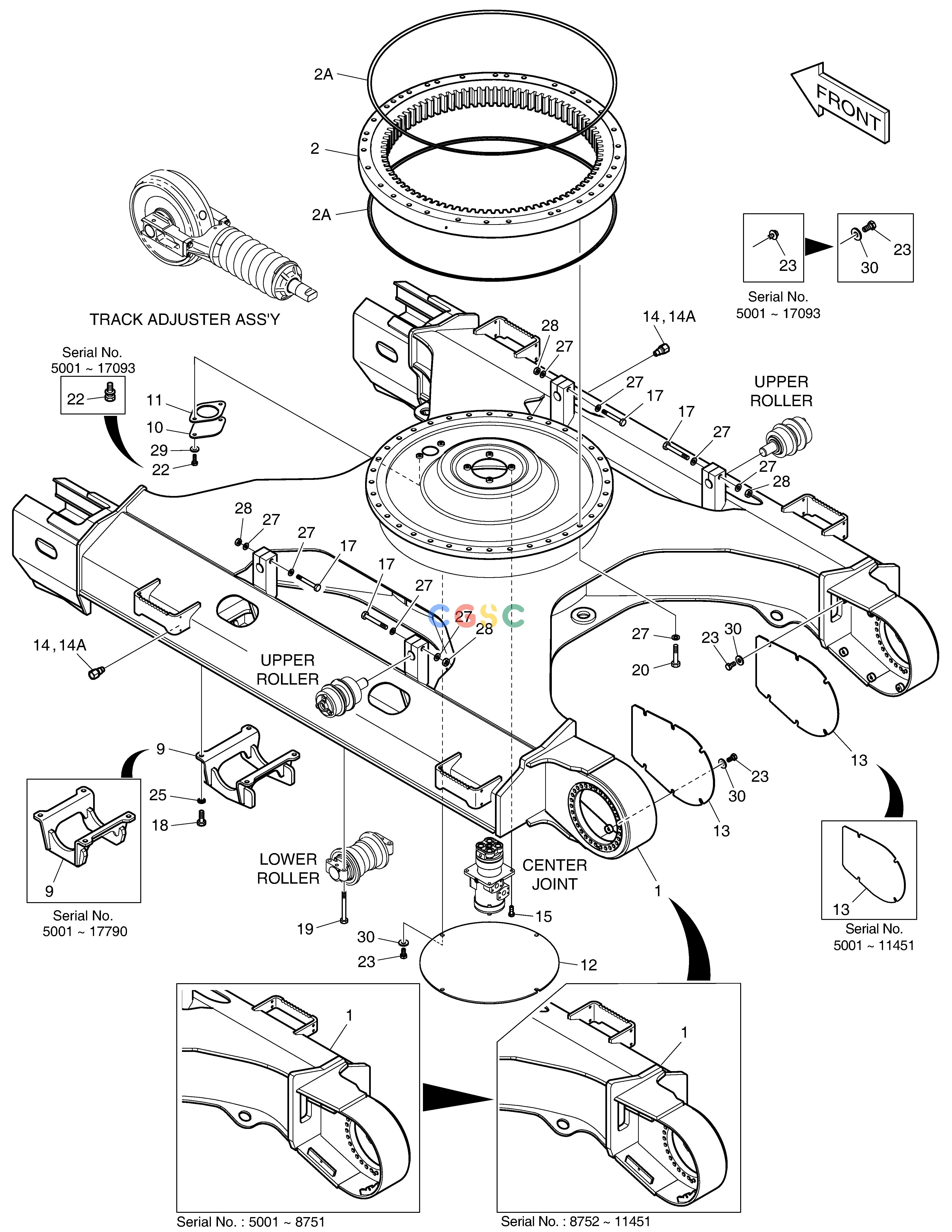 斗山零件查询TRACK FRAME-LONG(DX225LCA) DX220A / DX225LCA Doosan parts catalog online