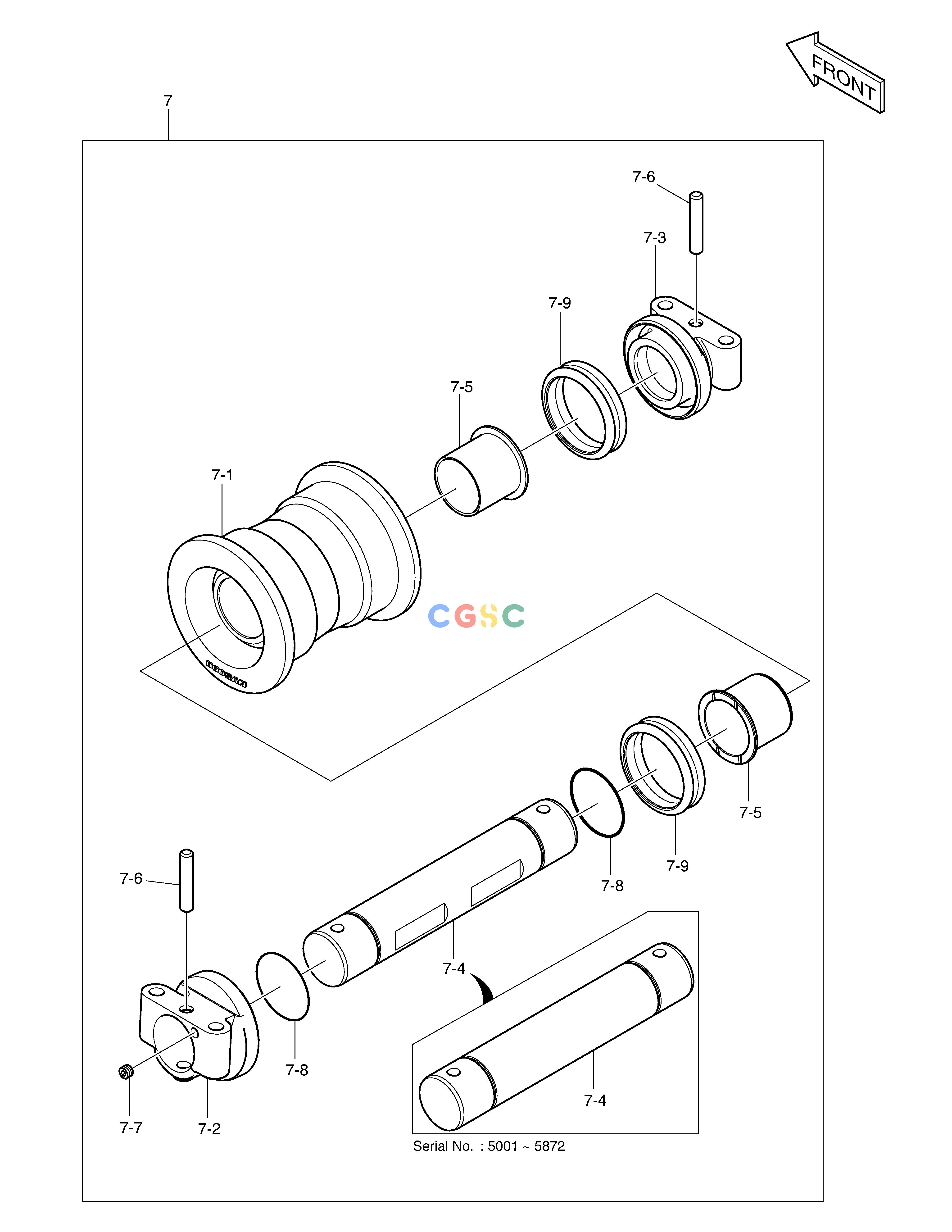 斗山零件查询LOWER ROLLER DX220A / DX225LCA Doosan parts catalog online