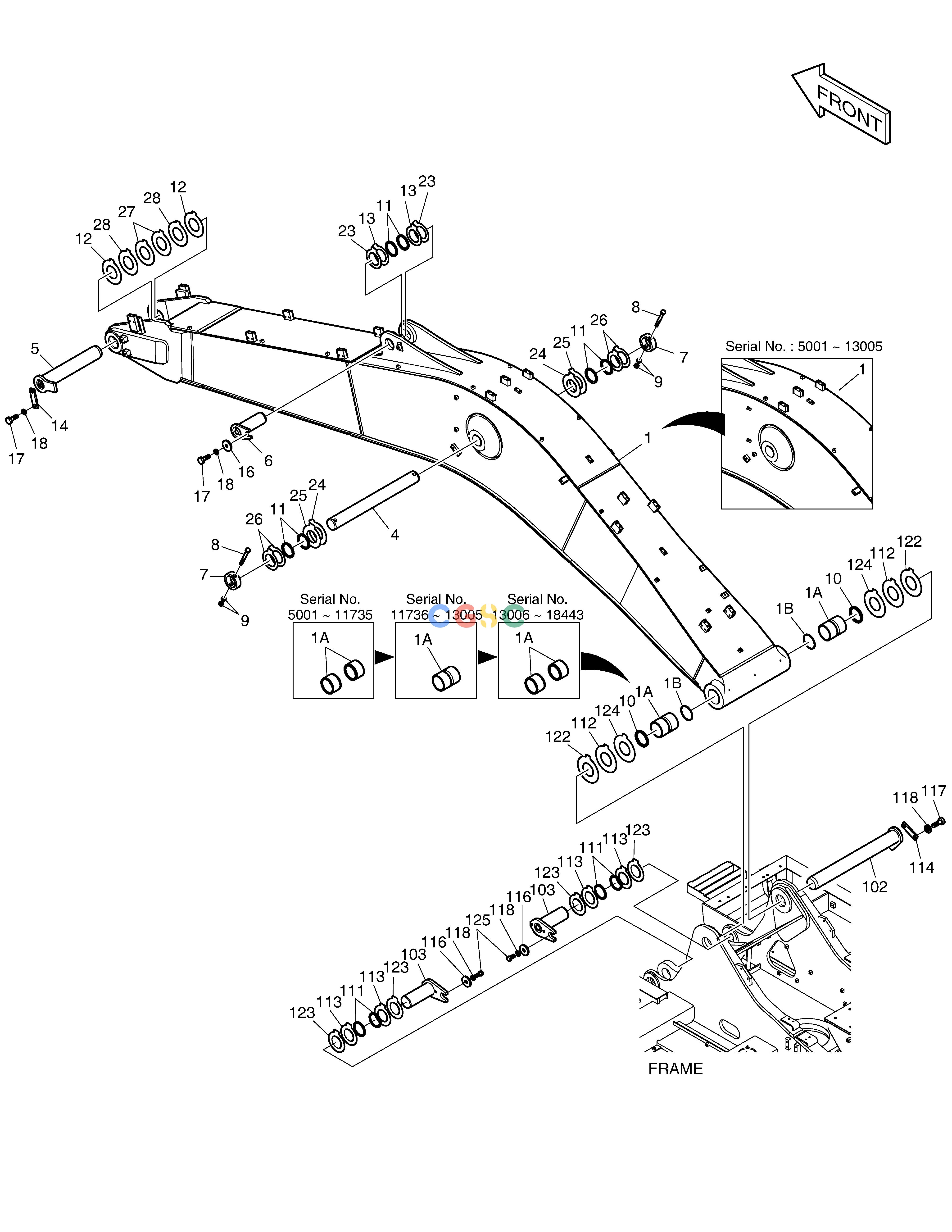 斗山零件查询BOOM - 5.7m DX220A / DX225LCA Doosan parts catalog online