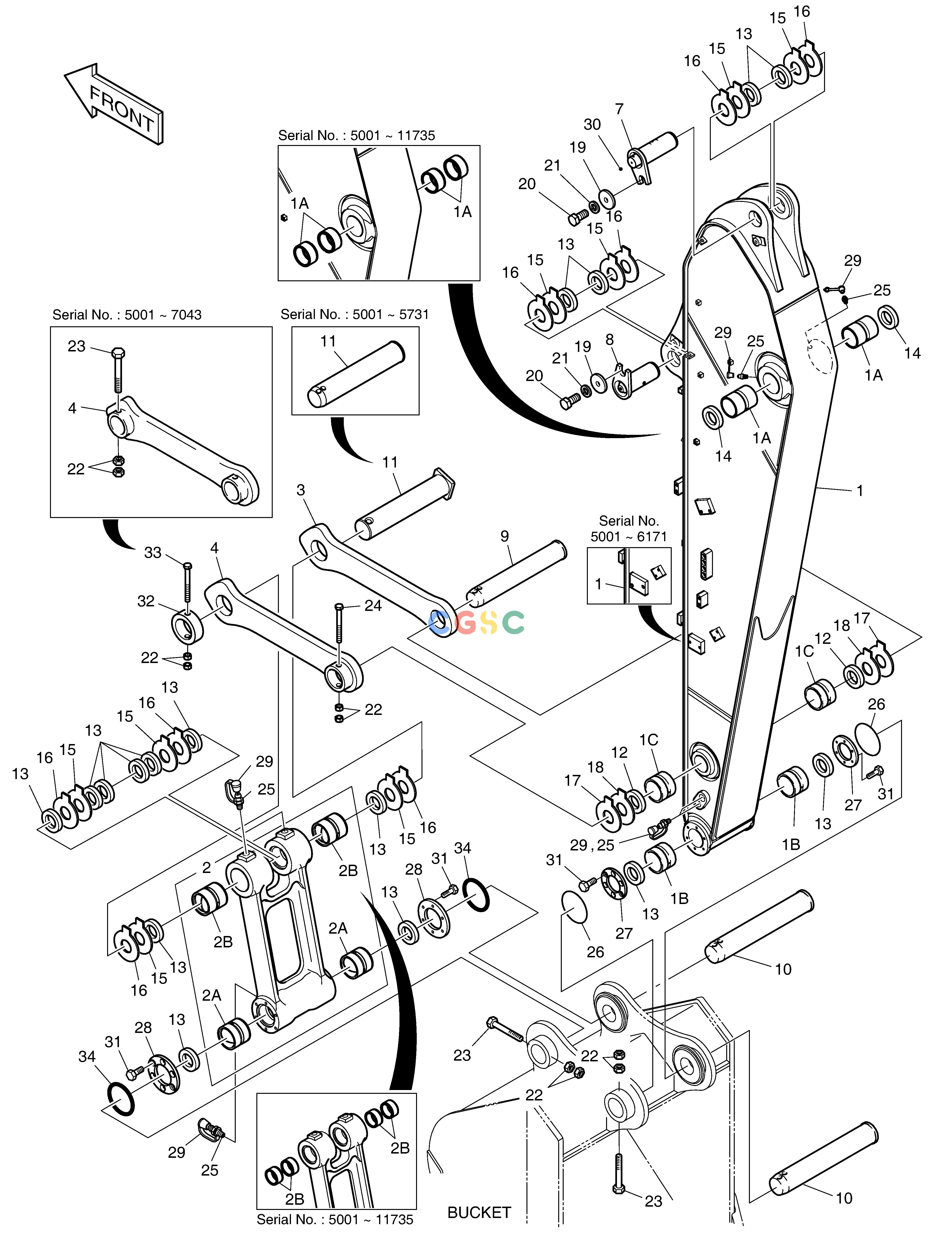 斗山零件查询ARM - 2.9m DX220A / DX225LCA Doosan parts catalog online