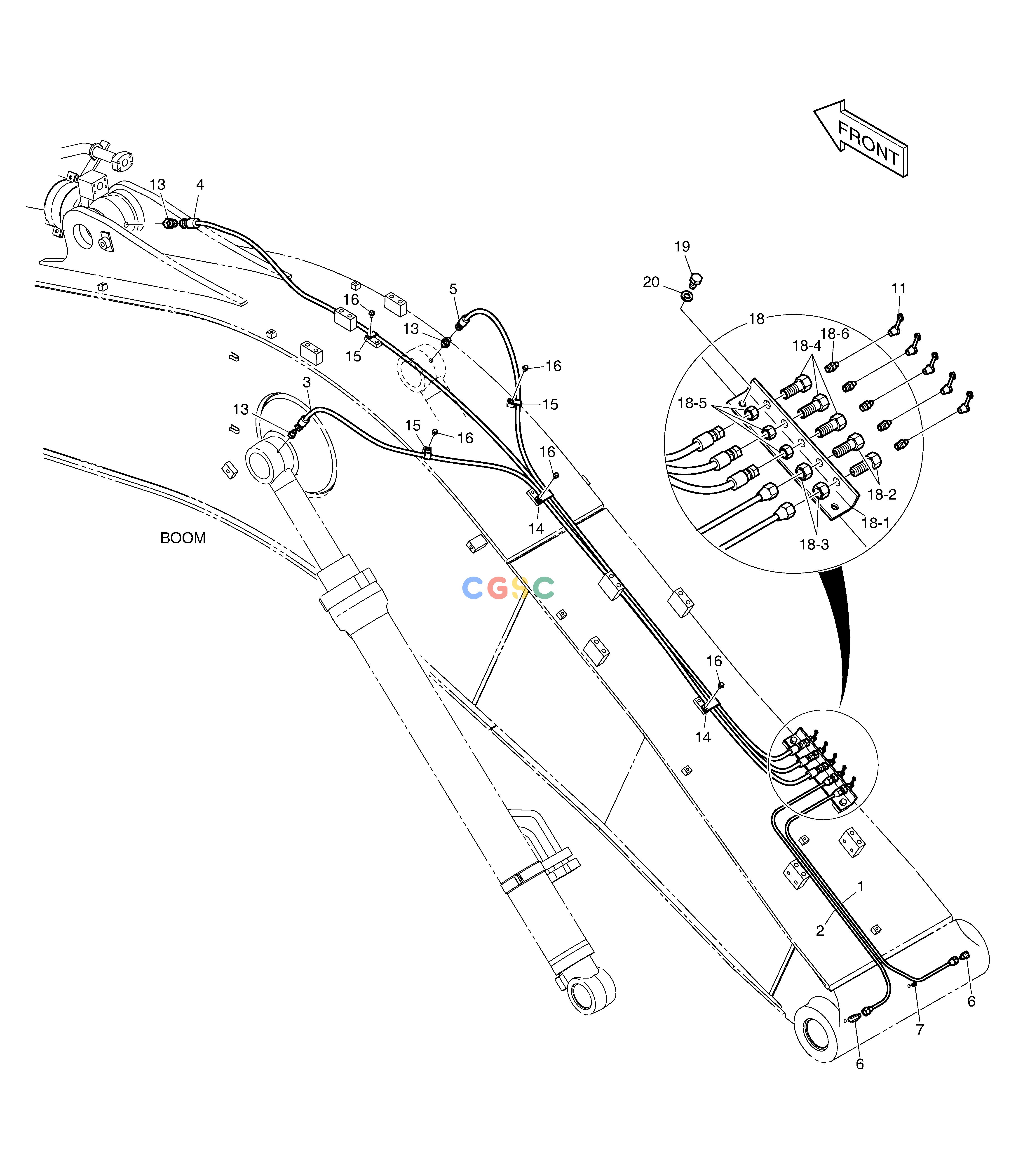 斗山零件查询LUBRICATION PIPING - BOOM DX220A / DX225LCA Doosan parts catalog online