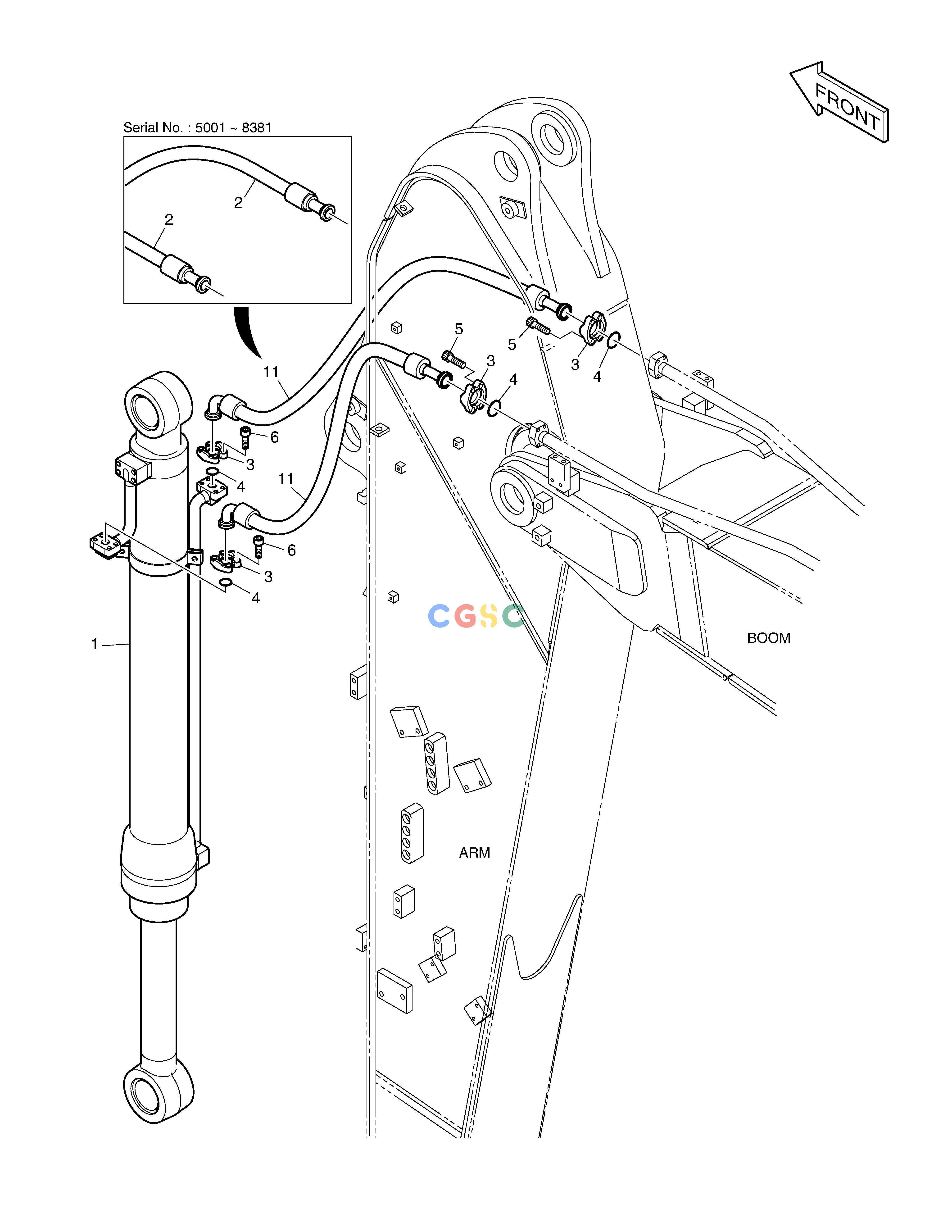 斗山零件查询ARM PIPING DX220A / DX225LCA Doosan parts catalog online