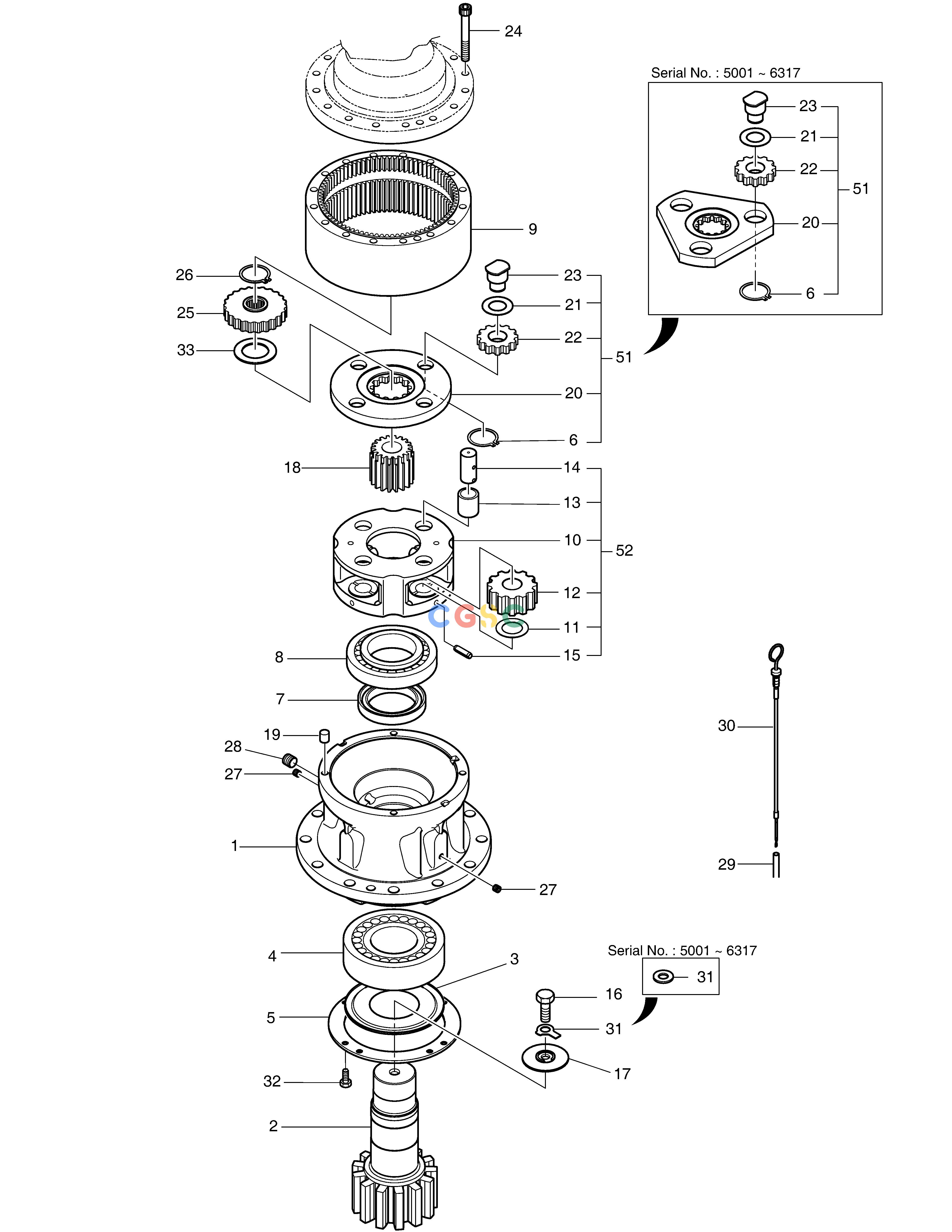 斗山零件查询SWING REDUCTION GEAR DX220A / DX225LCA Doosan parts catalog online