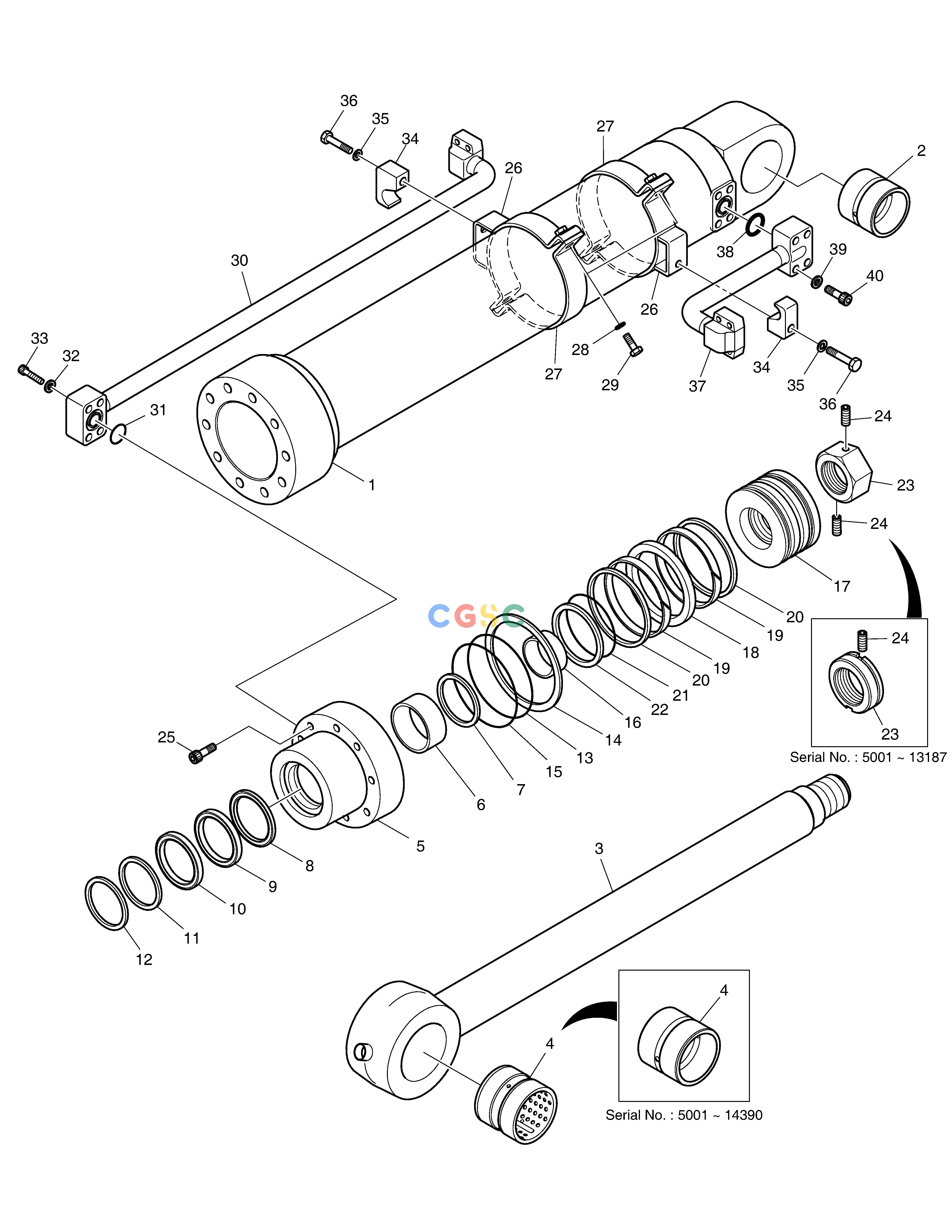 斗山零件查询BUCKET CYLINDER - ARM 3.5m DX220A / DX225LCA Doosan parts catalog online