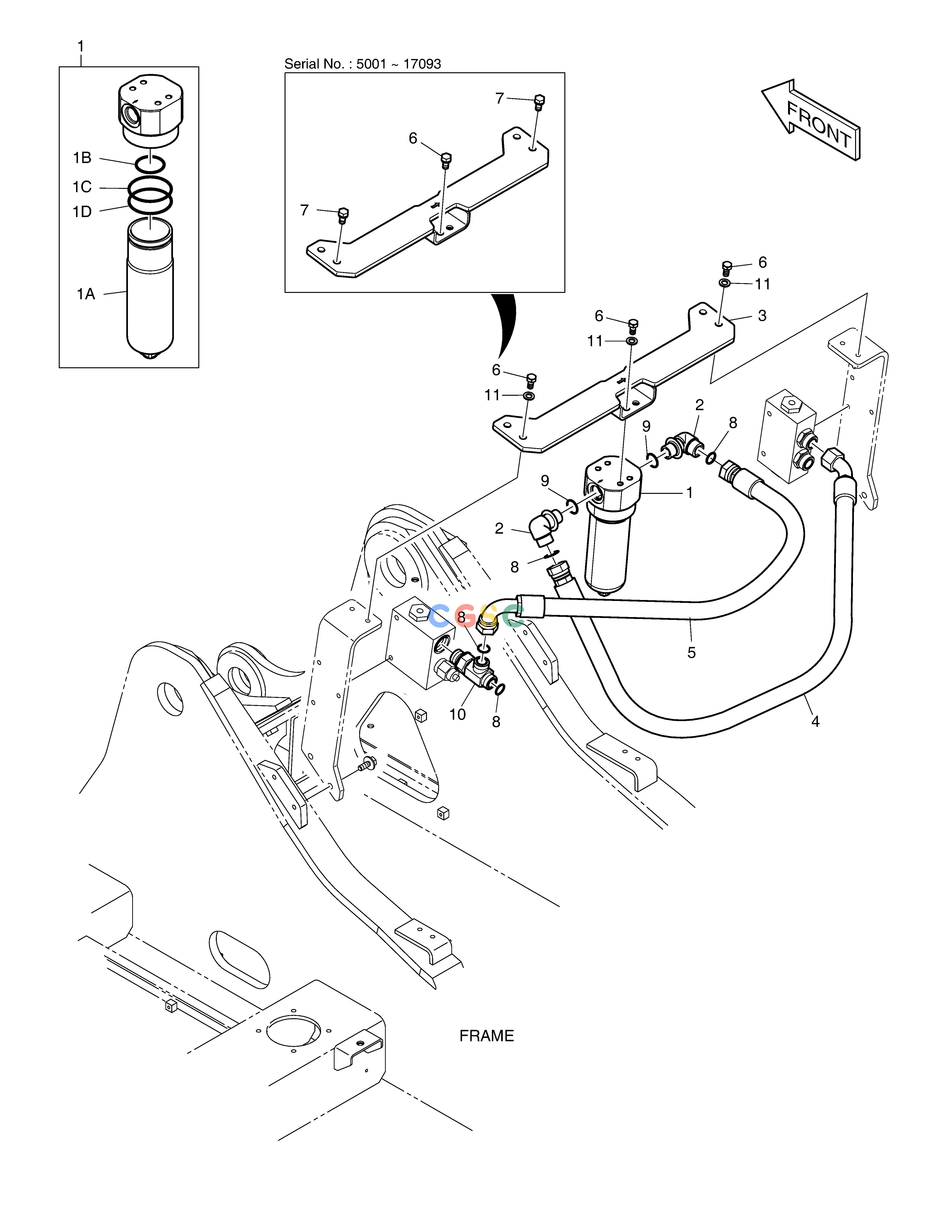 斗山零件查询TWO WAY PIPING - WITH FILTER DX220A / DX225LCA Doosan parts catalog online