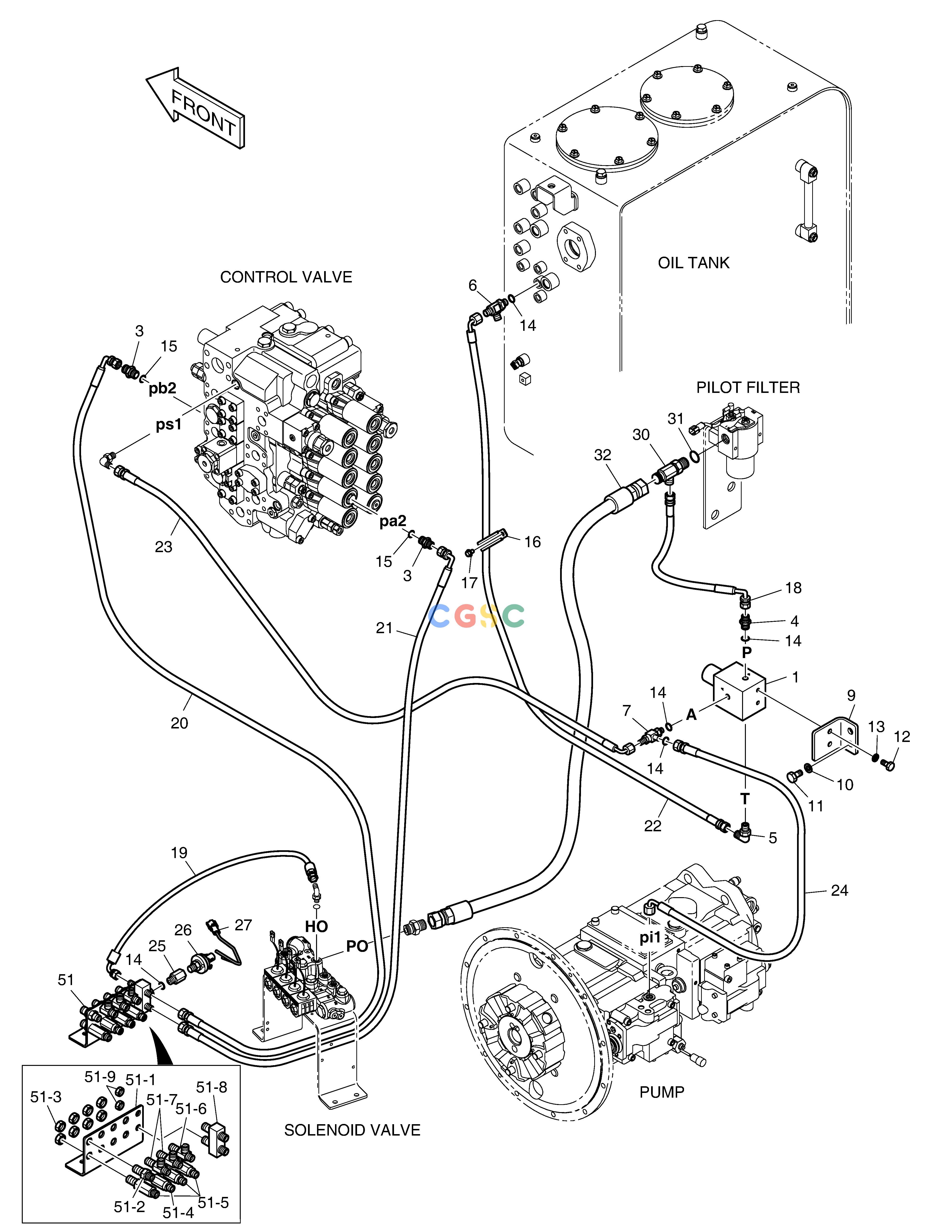 斗山零件查询PILOT PIPING - ONE OR TWO WAY DX220A / DX225LCA Doosan parts catalog online