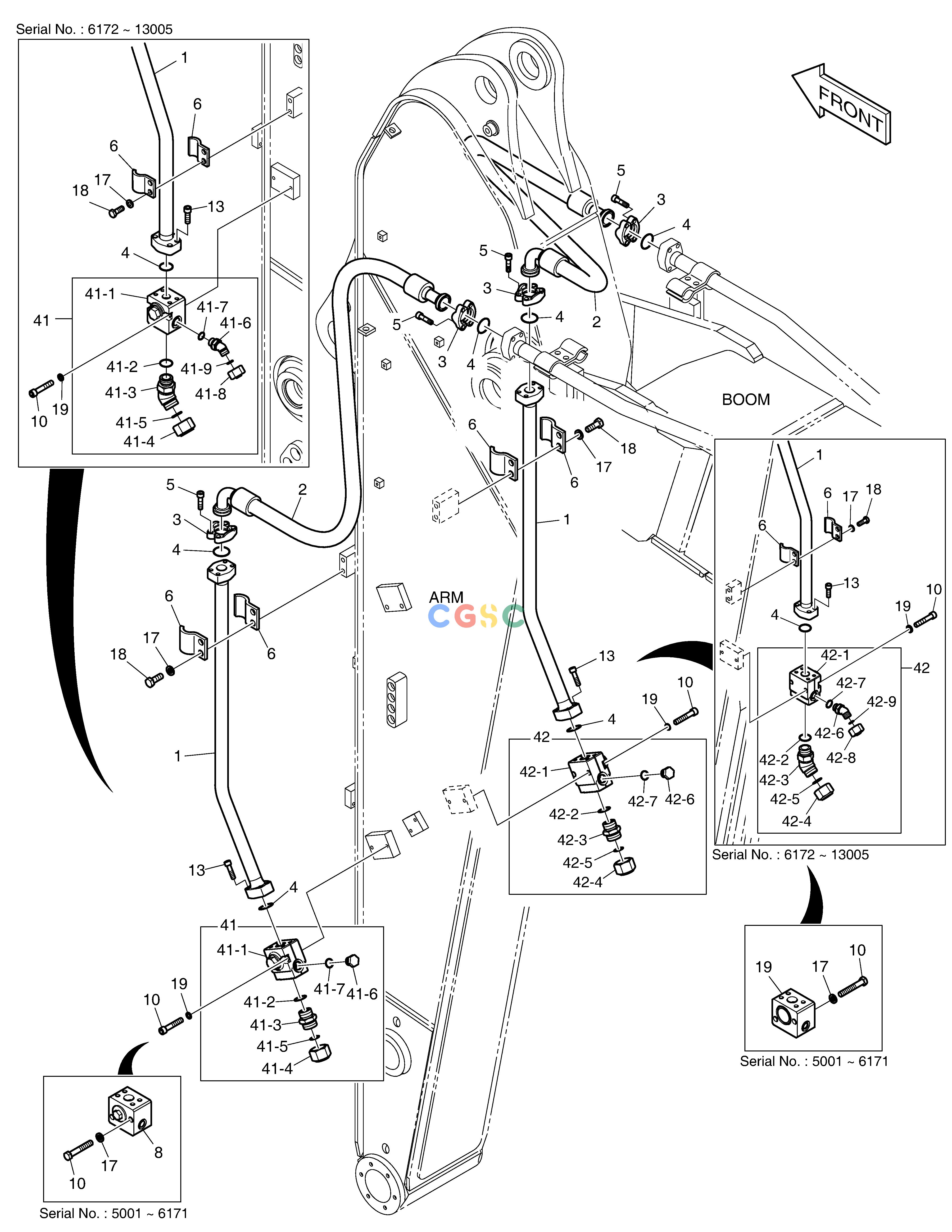 斗山零件查询ARM PIPING - ARM 2.9m(ONE & TWO WAY) DX220A / DX225LCA Doosan parts catalog online