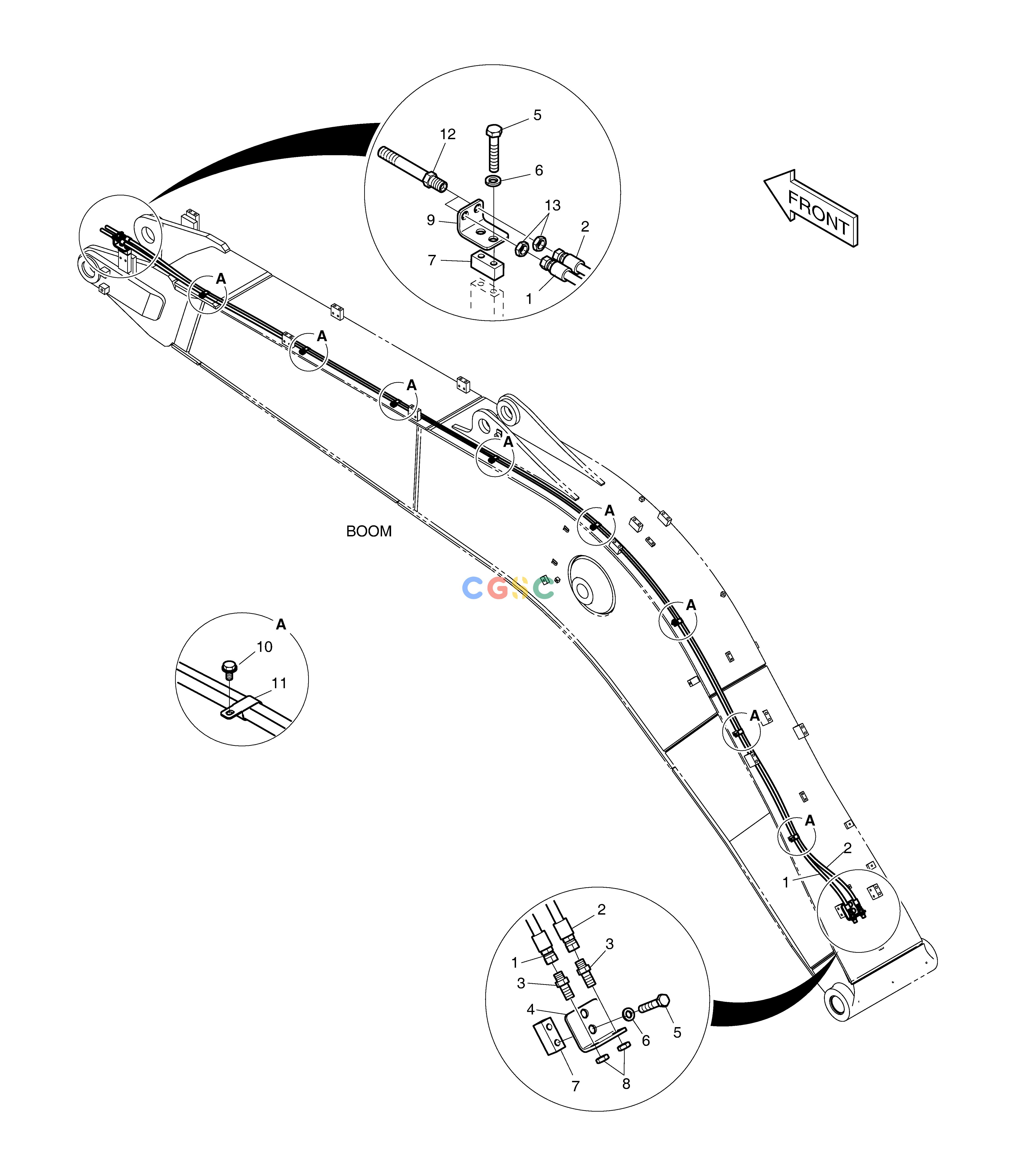 斗山零件查询BOOM PIPING - BOOM 5.7m(QUICK CLAMP) DX220A / DX225LCA Doosan parts catalog online