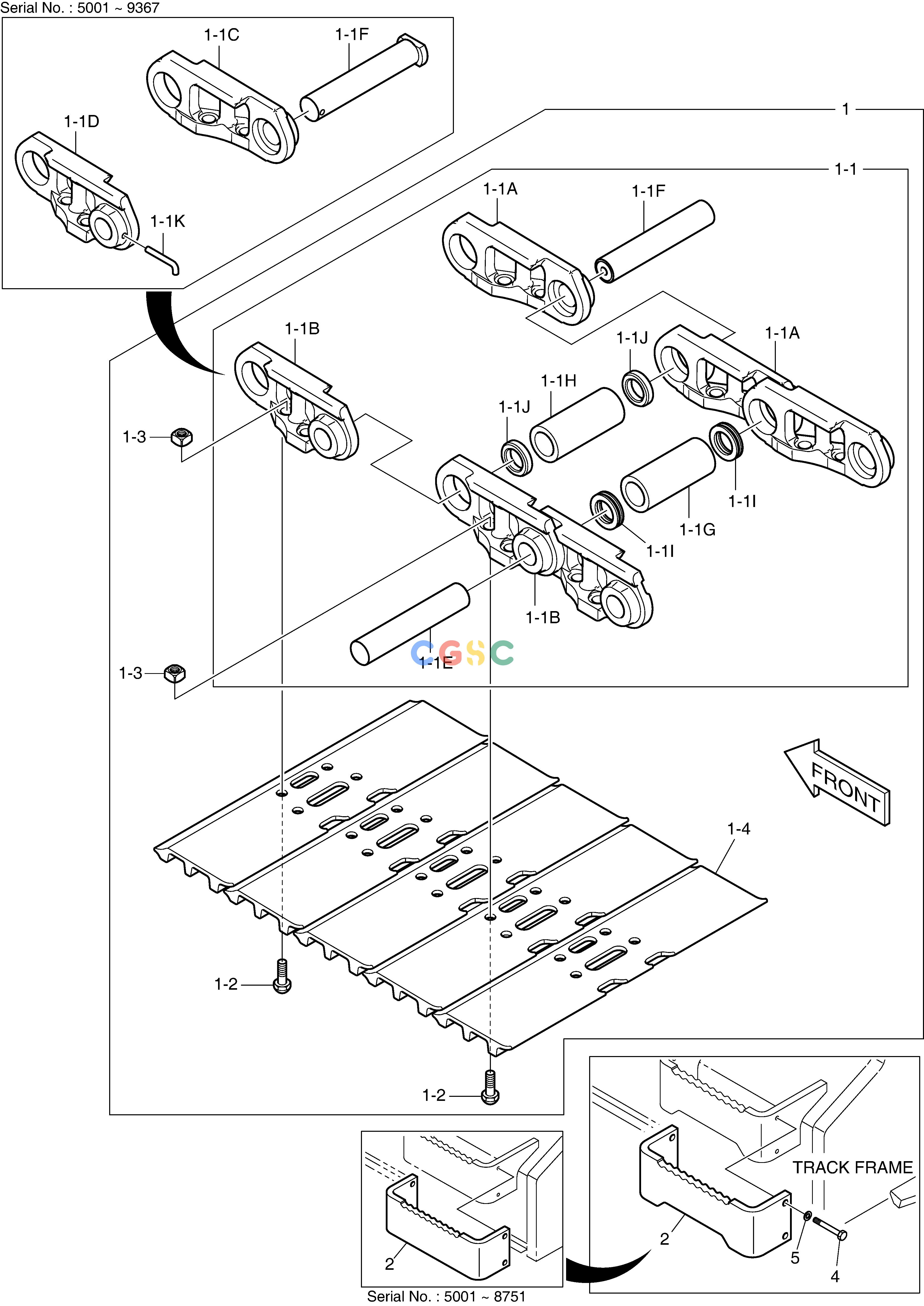 斗山零件查询TRACK SHOE ASS'Y - 700G(DX225LCA) DX220A / DX225LCA Doosan parts catalog online