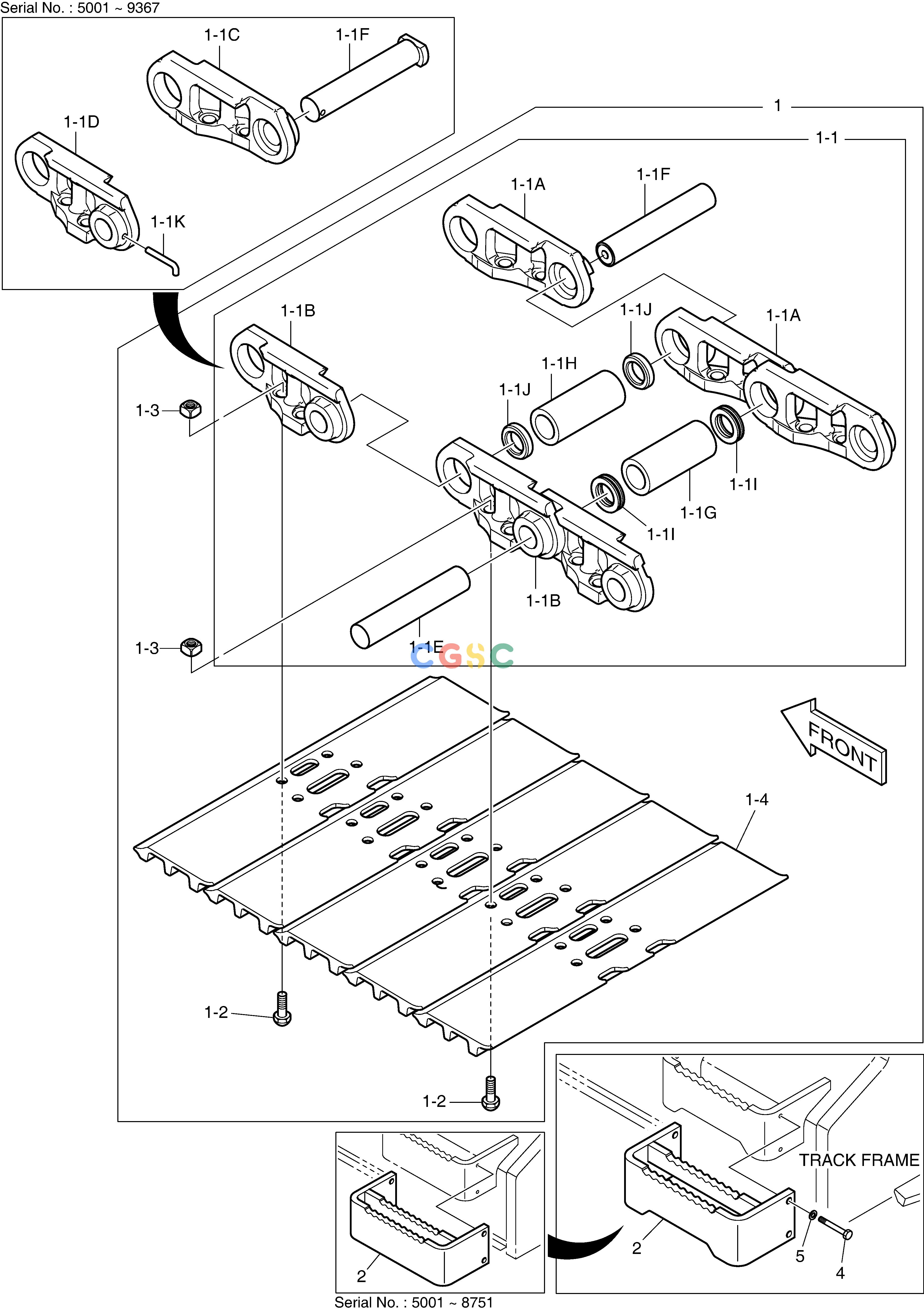 斗山零件查询TRACK SHOE ASS'Y - 800G(DX225LCA) DX220A / DX225LCA Doosan parts catalog online