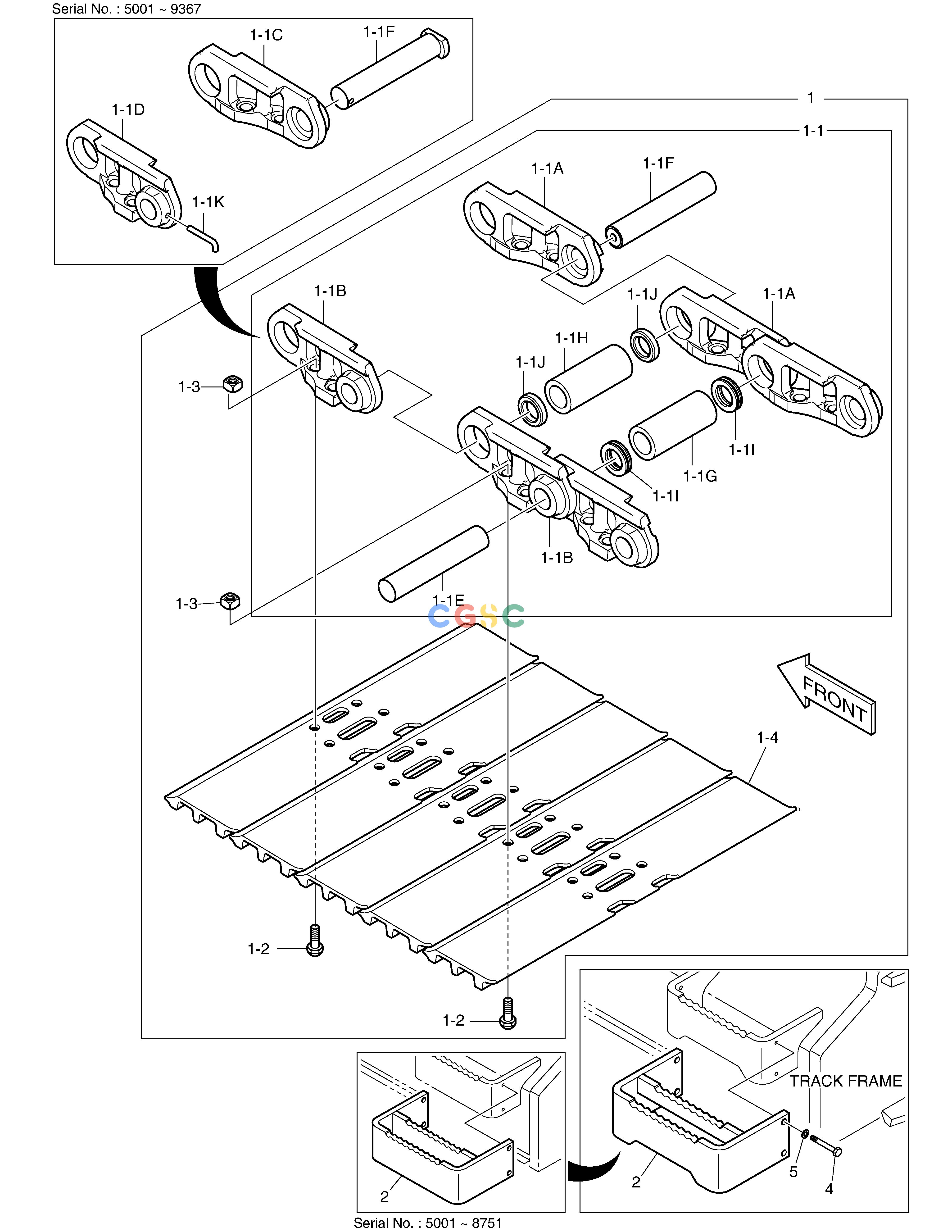 斗山零件查询TRACK SHOE ASS'Y - 900G(DX225LCA) DX220A / DX225LCA Doosan parts catalog online