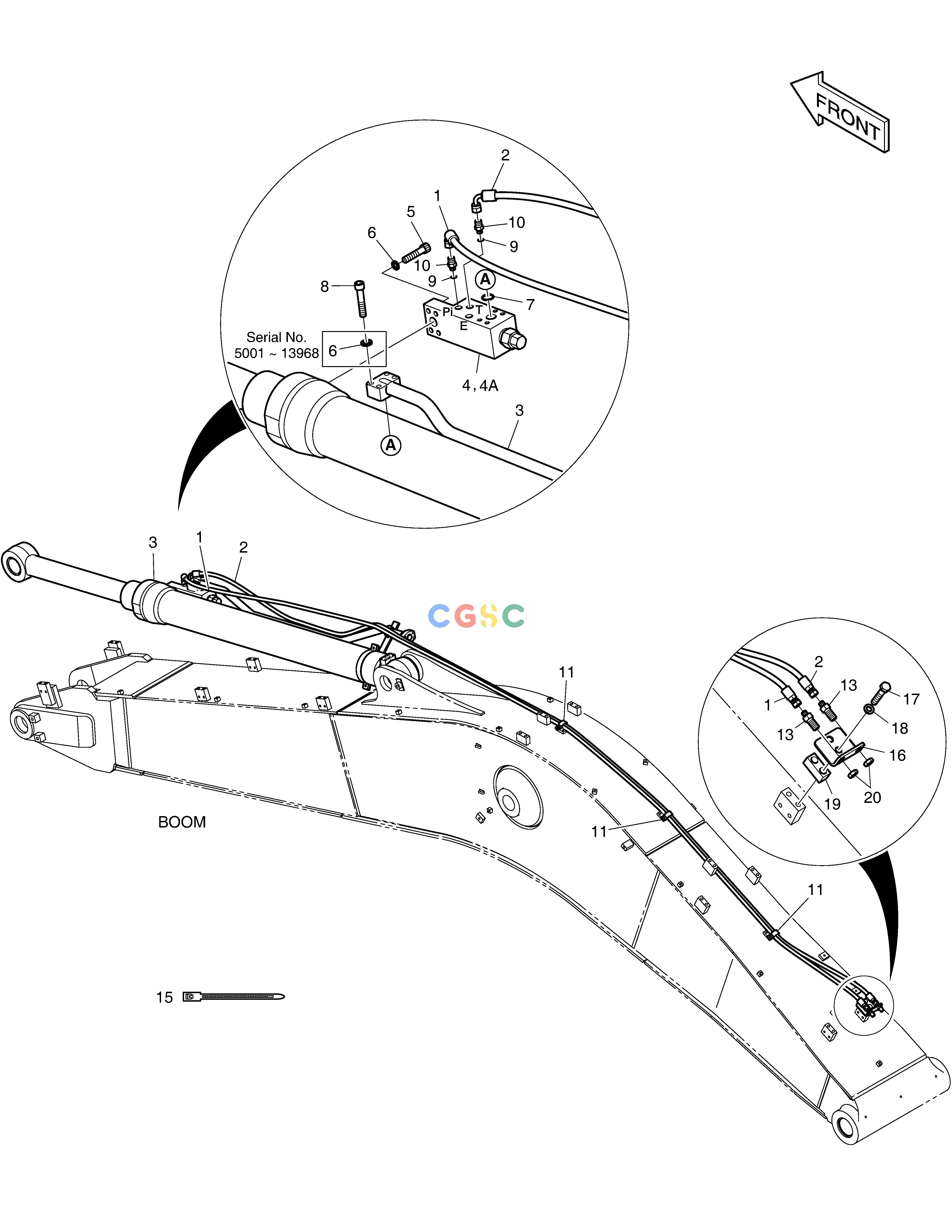 斗山零件查询ARM PIPING - LOCK VALVE DX220A / DX225LCA Doosan parts catalog online