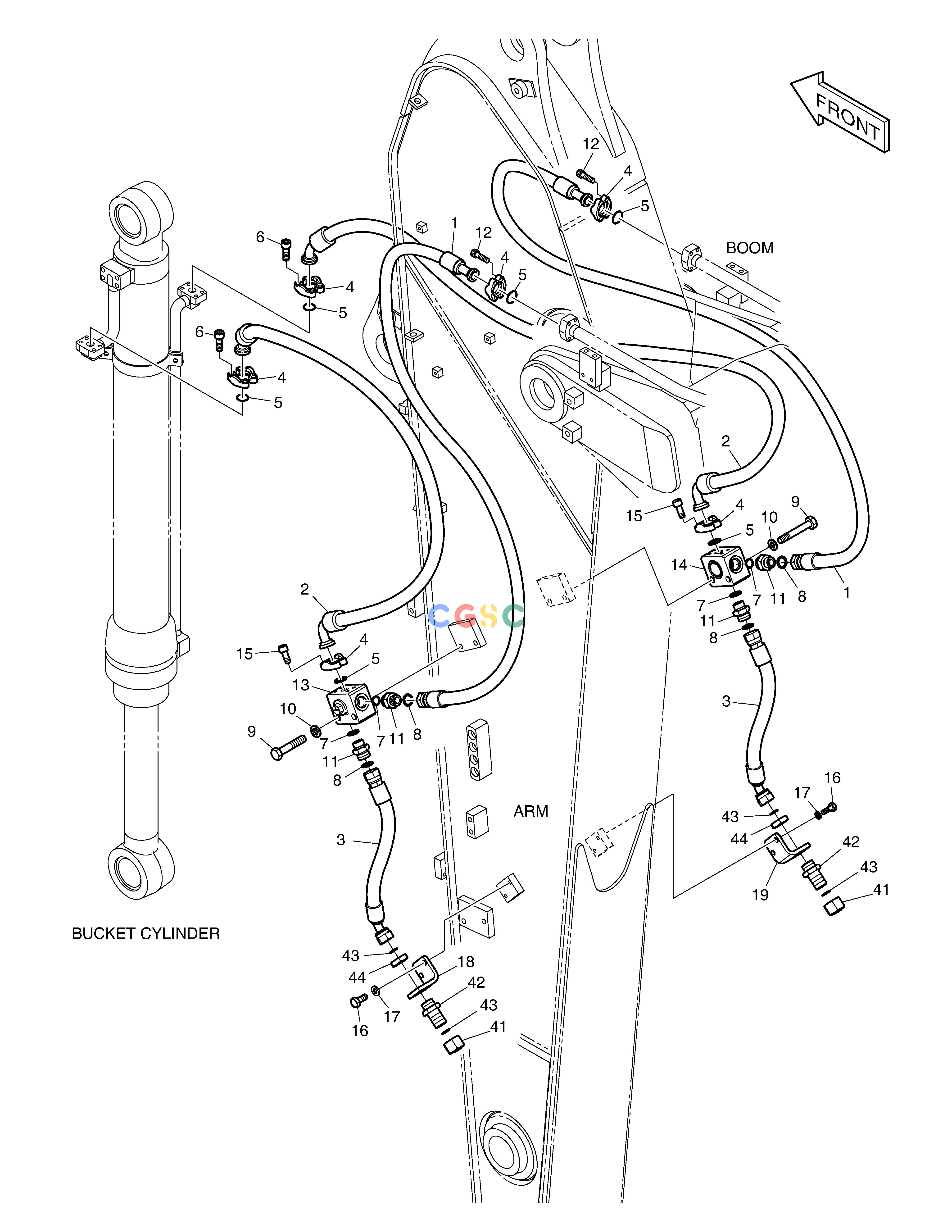 斗山零件查询ARM PIPING - ARM 2.9m(CLAMSHELL) DX220A / DX225LCA Doosan parts catalog online