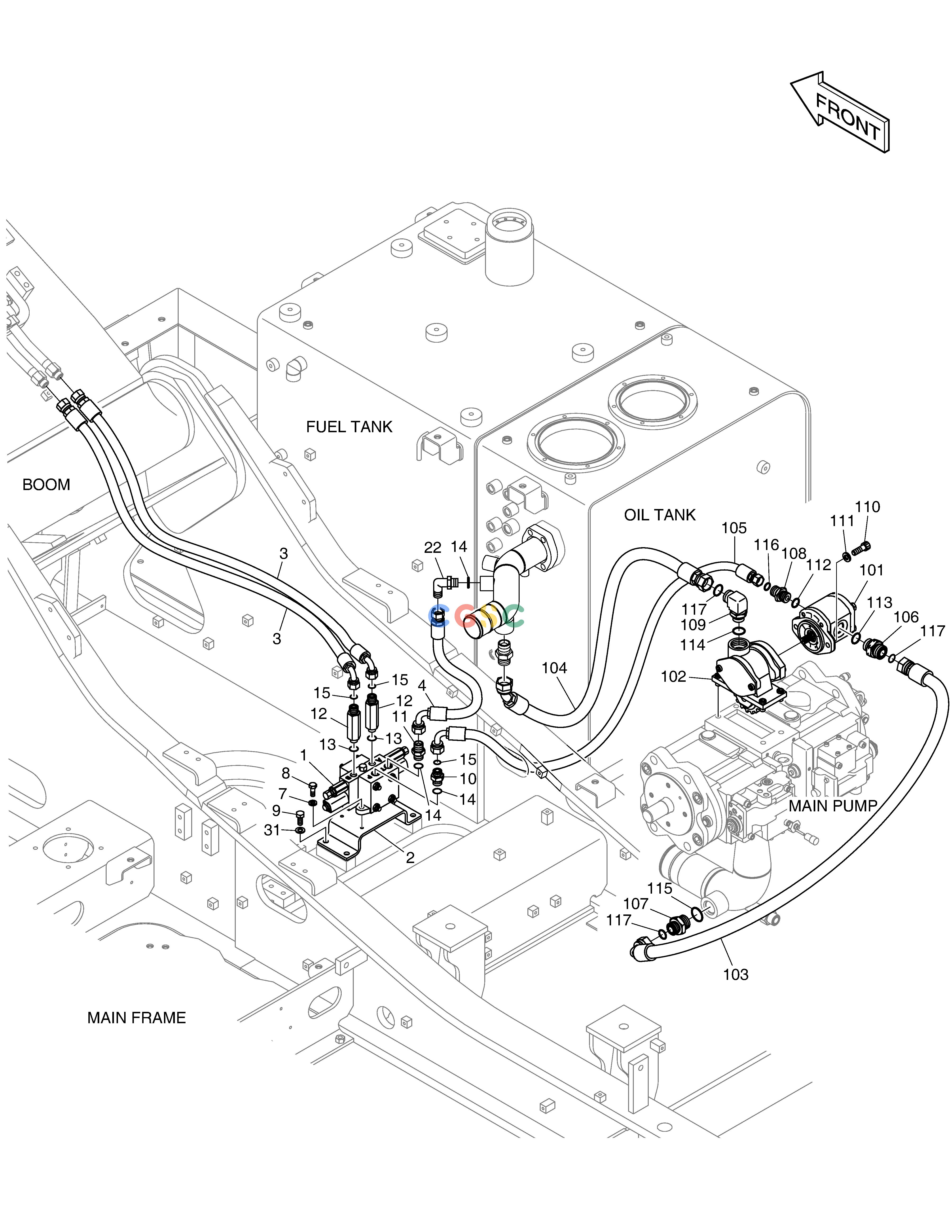 斗山零件查询MAIN PIPING-ROTATION DX220A / DX225LCA Doosan parts catalog online
