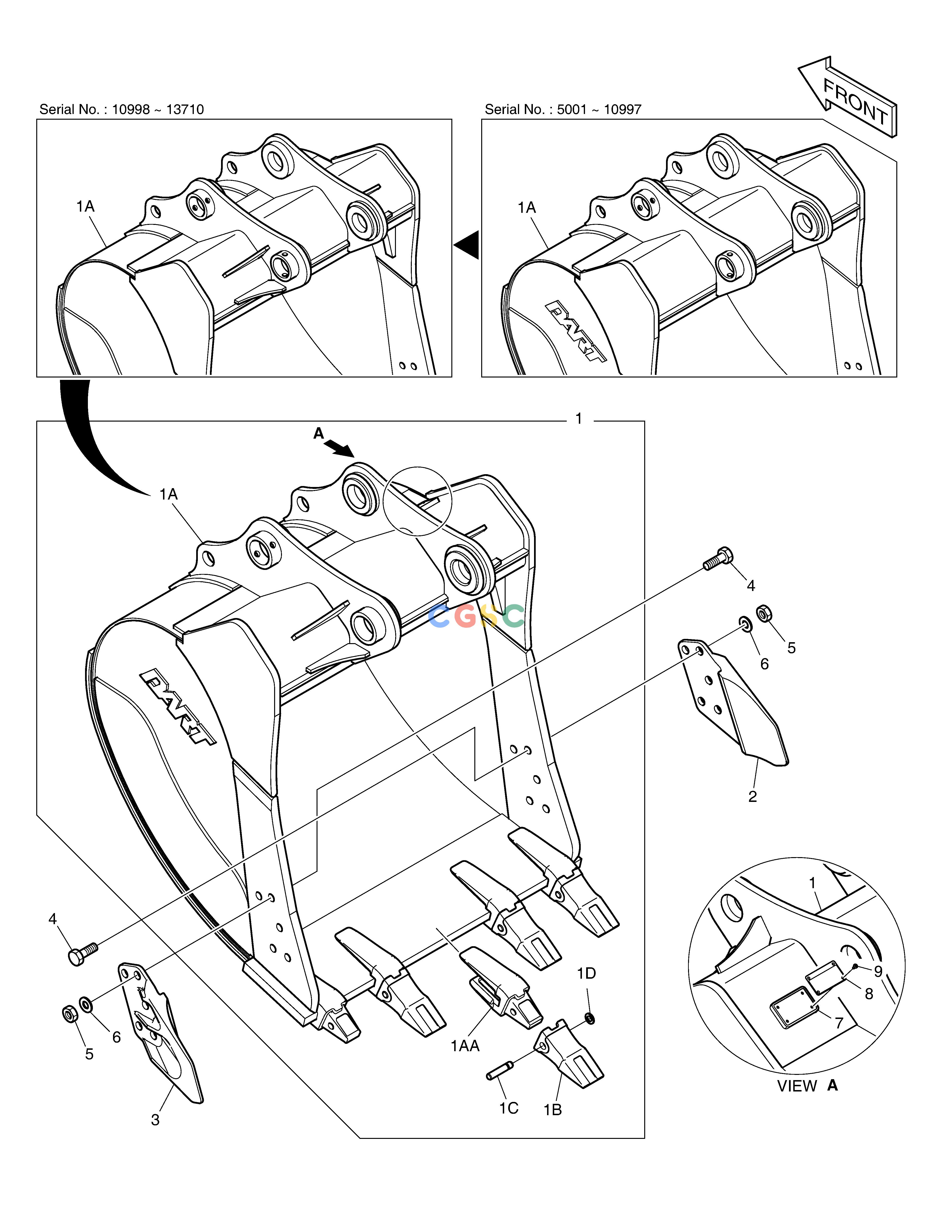 斗山零件查询BUCKET ASS'Y - 1.07m³(48") - SIDE PIN DX220A / DX225LCA Doosan parts catalog online