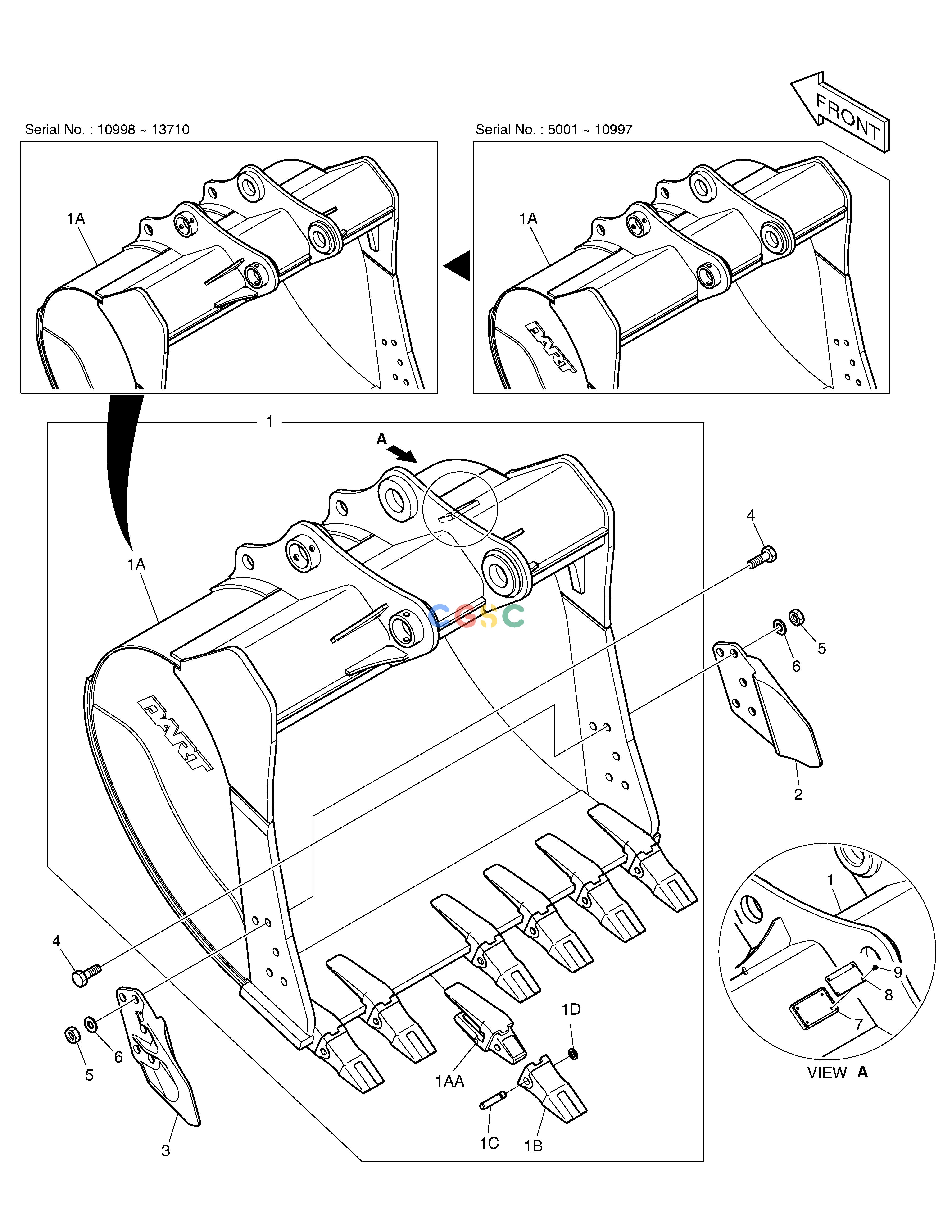 斗山零件查询BUCKET ASS'Y - 1.49m³(63") - SIDE PIN DX220A / DX225LCA Doosan parts catalog online