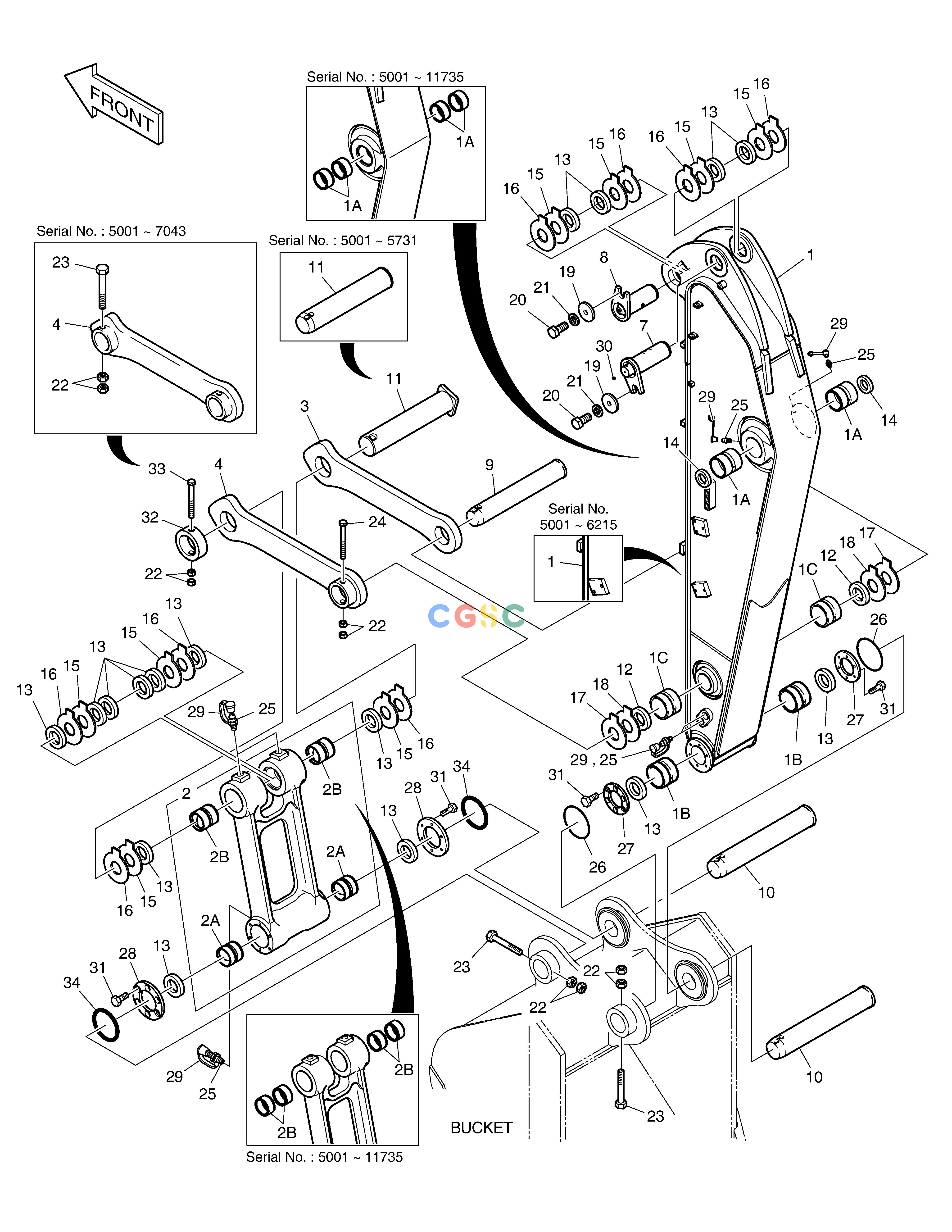 斗山零件查询ARM - 2.0m DX220A / DX225LCA Doosan parts catalog online