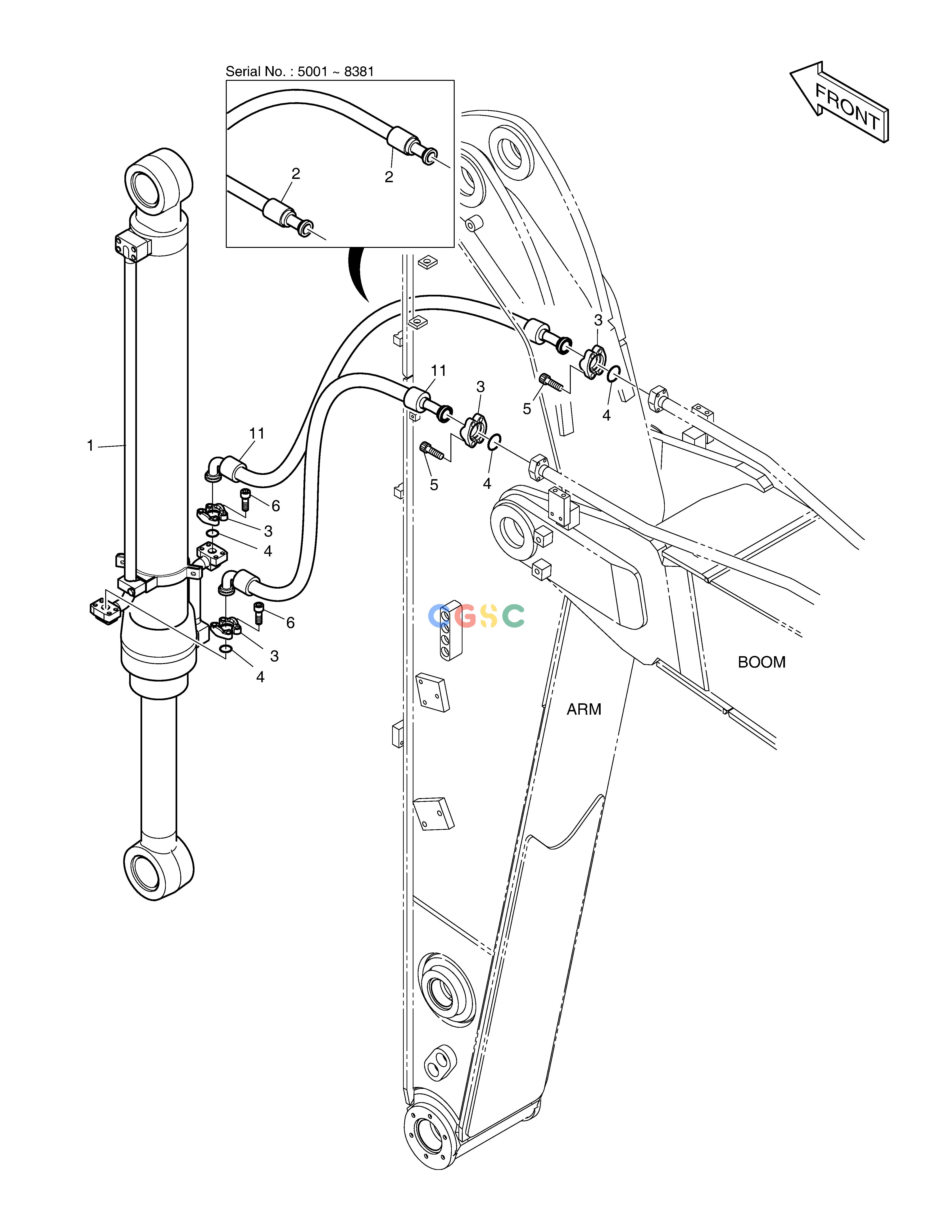斗山零件查询ARM PIPING - ARM 2.0m DX220A / DX225LCA Doosan parts catalog online