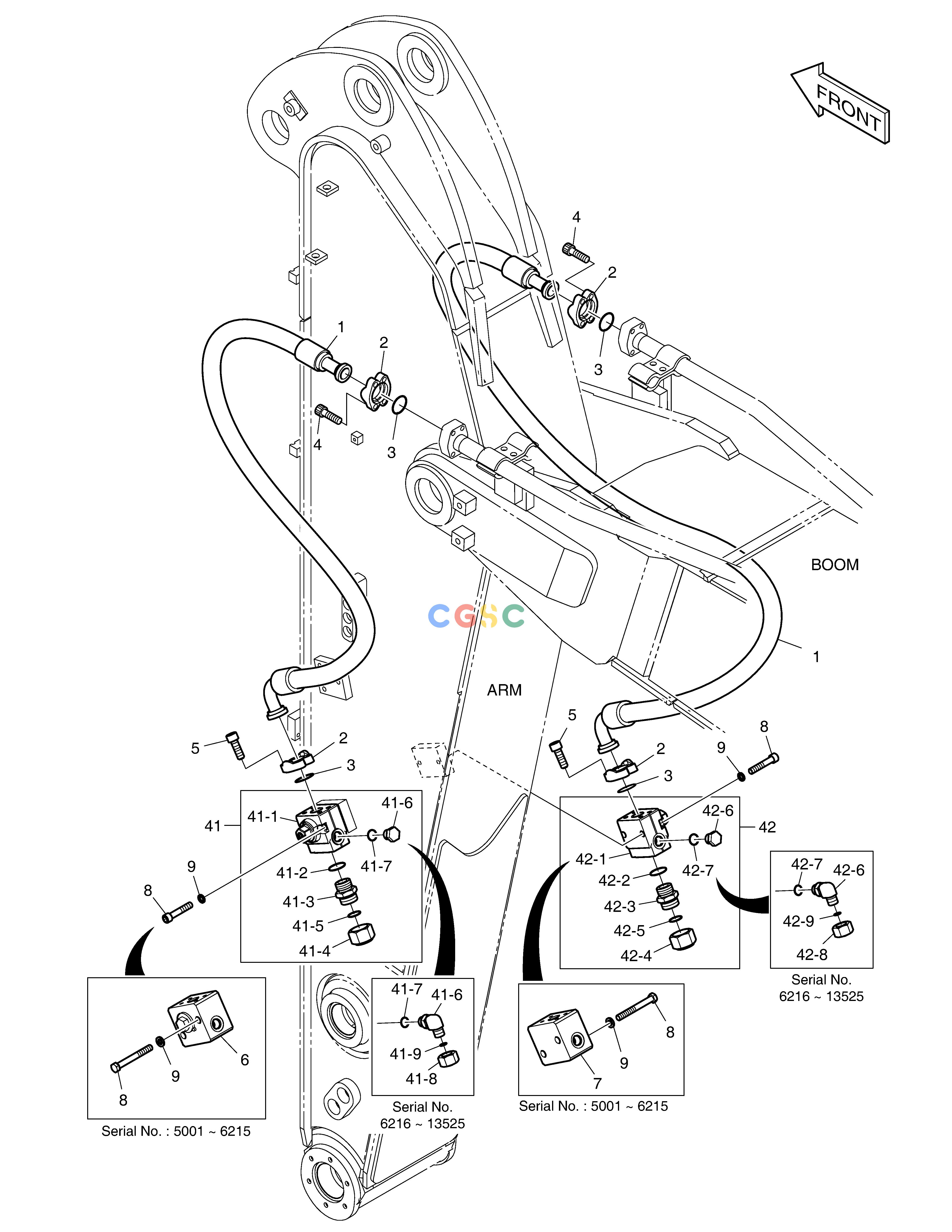 斗山零件查询ARM PIPING - ARM 2.0m(ONE & TWO WAY) DX220A / DX225LCA Doosan parts catalog online