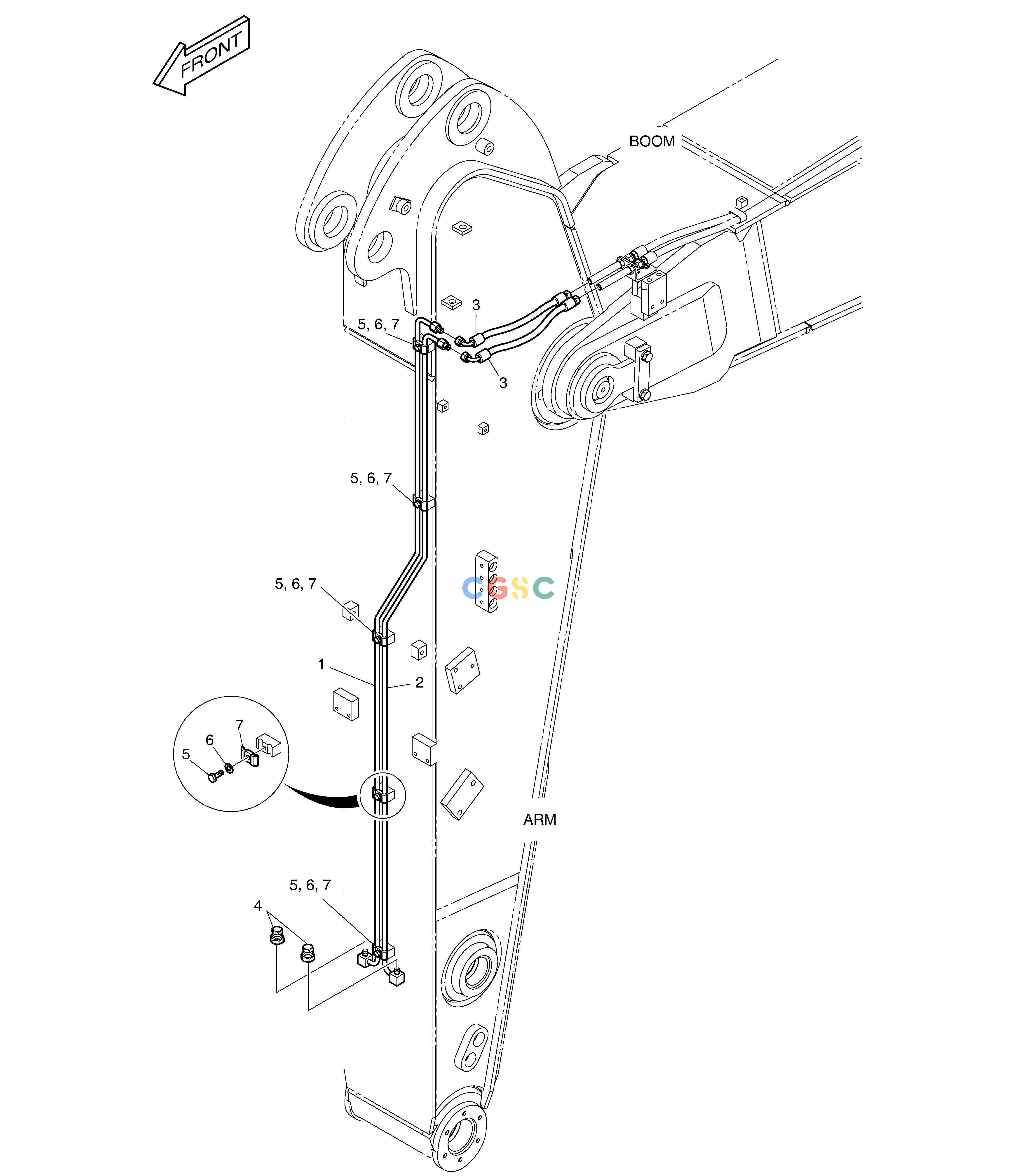 斗山零件查询ARM PIPING - ARM 2.0m(QUICK CLAMP) DX220A / DX225LCA Doosan parts catalog online