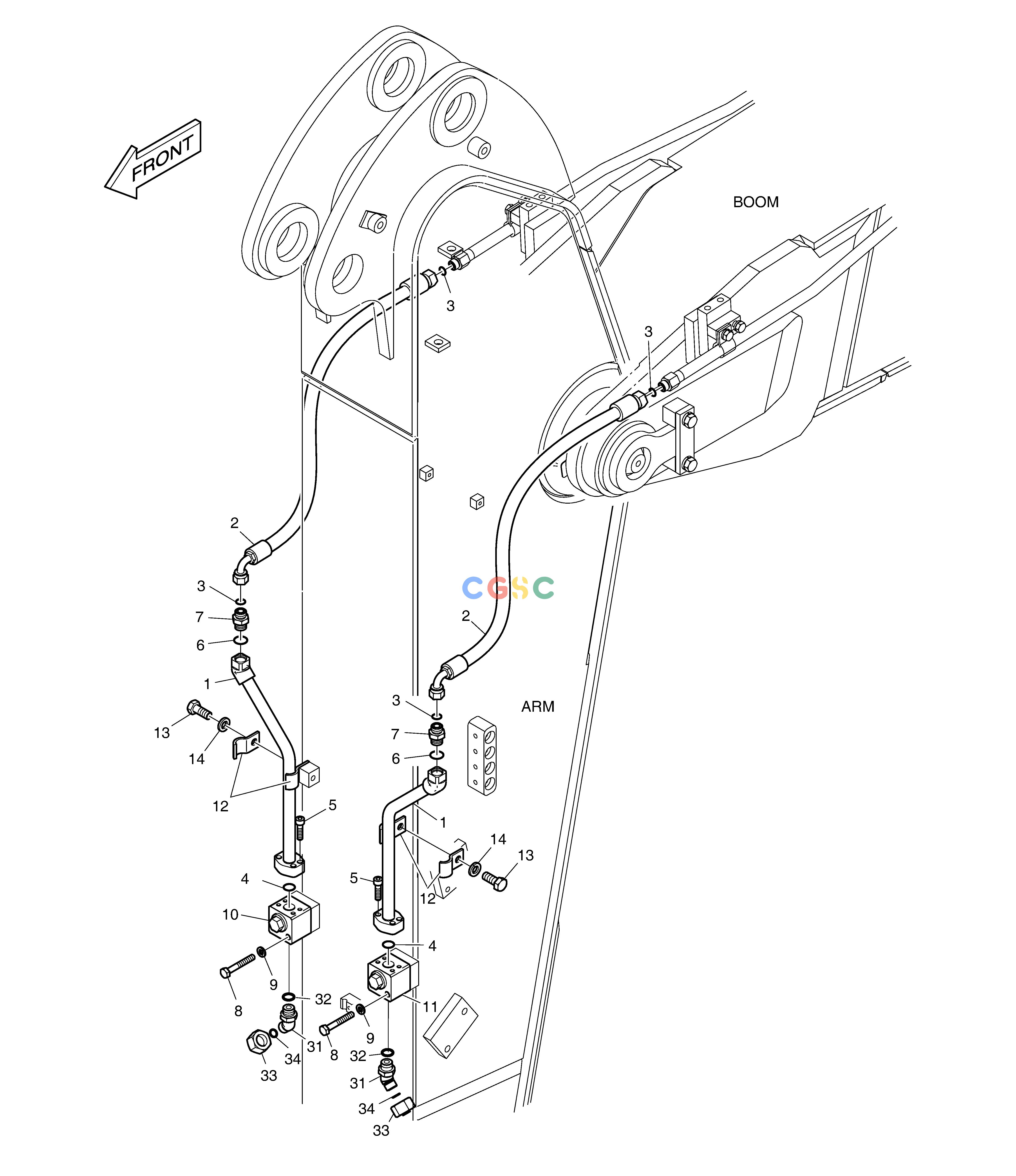 斗山零件查询ARM PIPING - ARM 2.0m(ROTATING) DX220A / DX225LCA Doosan parts catalog online